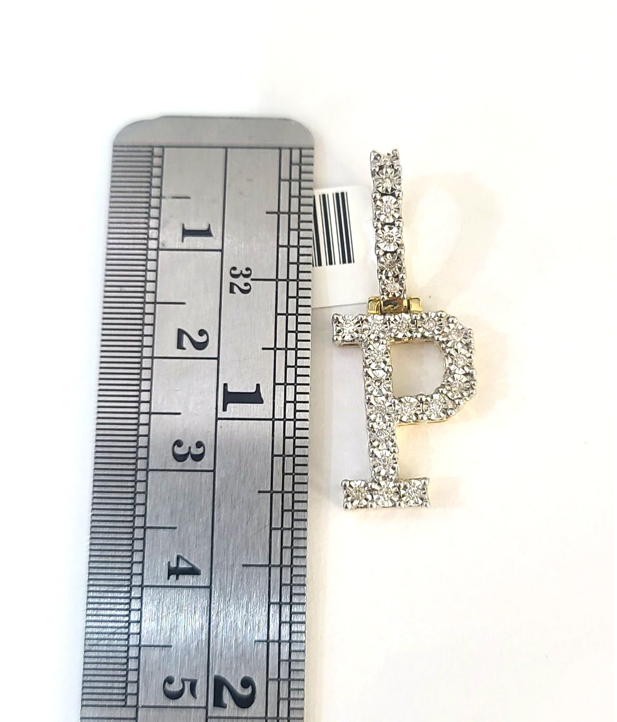 10k Gold Chain Necklace P Diamond Initial Pendant Set Cuban Curb 3mm 20"-30" - Image 8