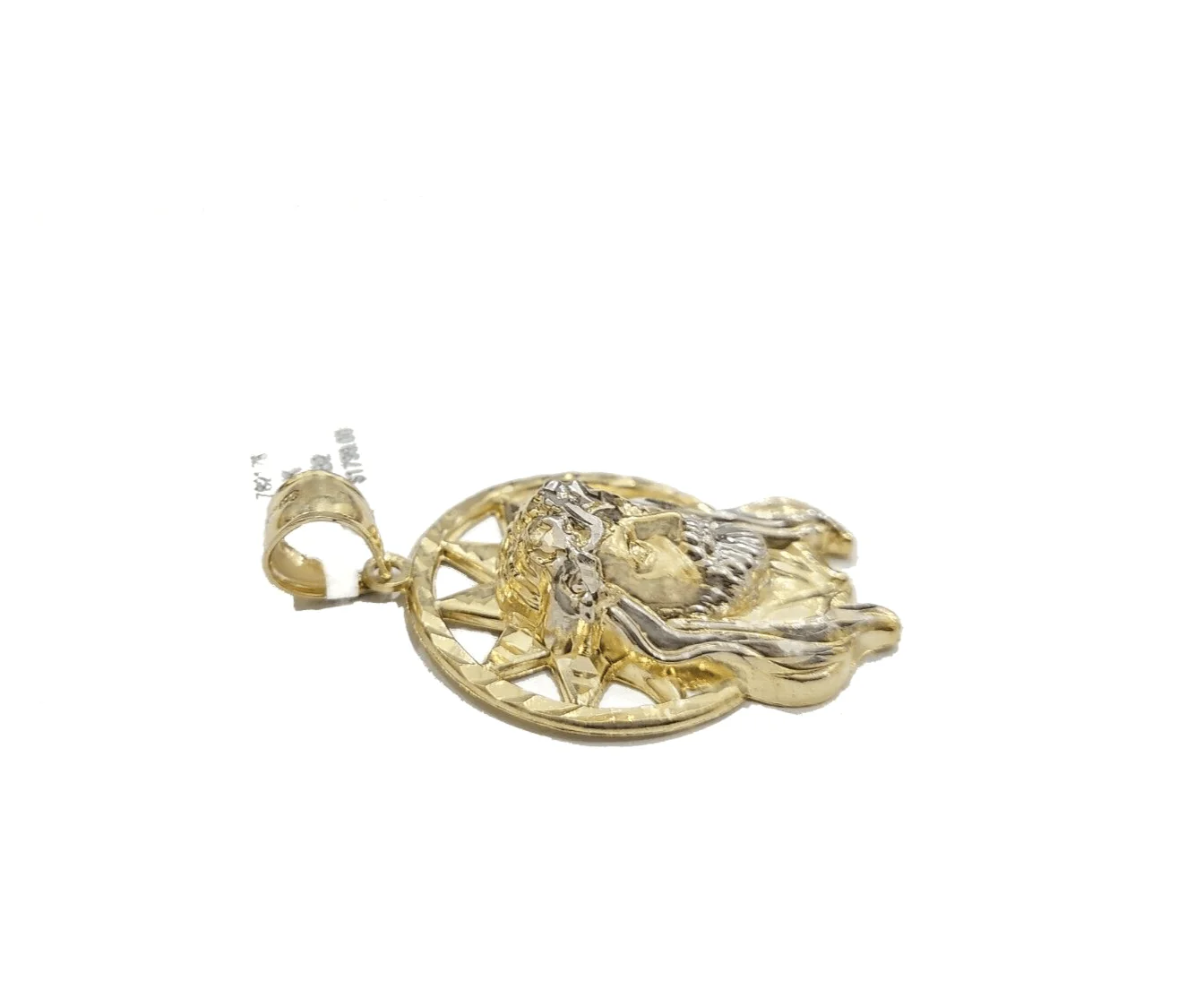 10k Gold Circular Jesus Star Head Charm Rope Chain Necklace 6mm 22'' Set Pendant - Image 8