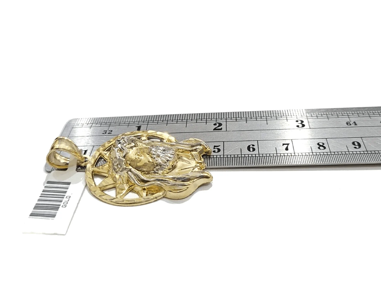 10k Gold Circular Jesus Star Head Charm Rope Chain Necklace 6mm 28'' Set Pendant - Image 10