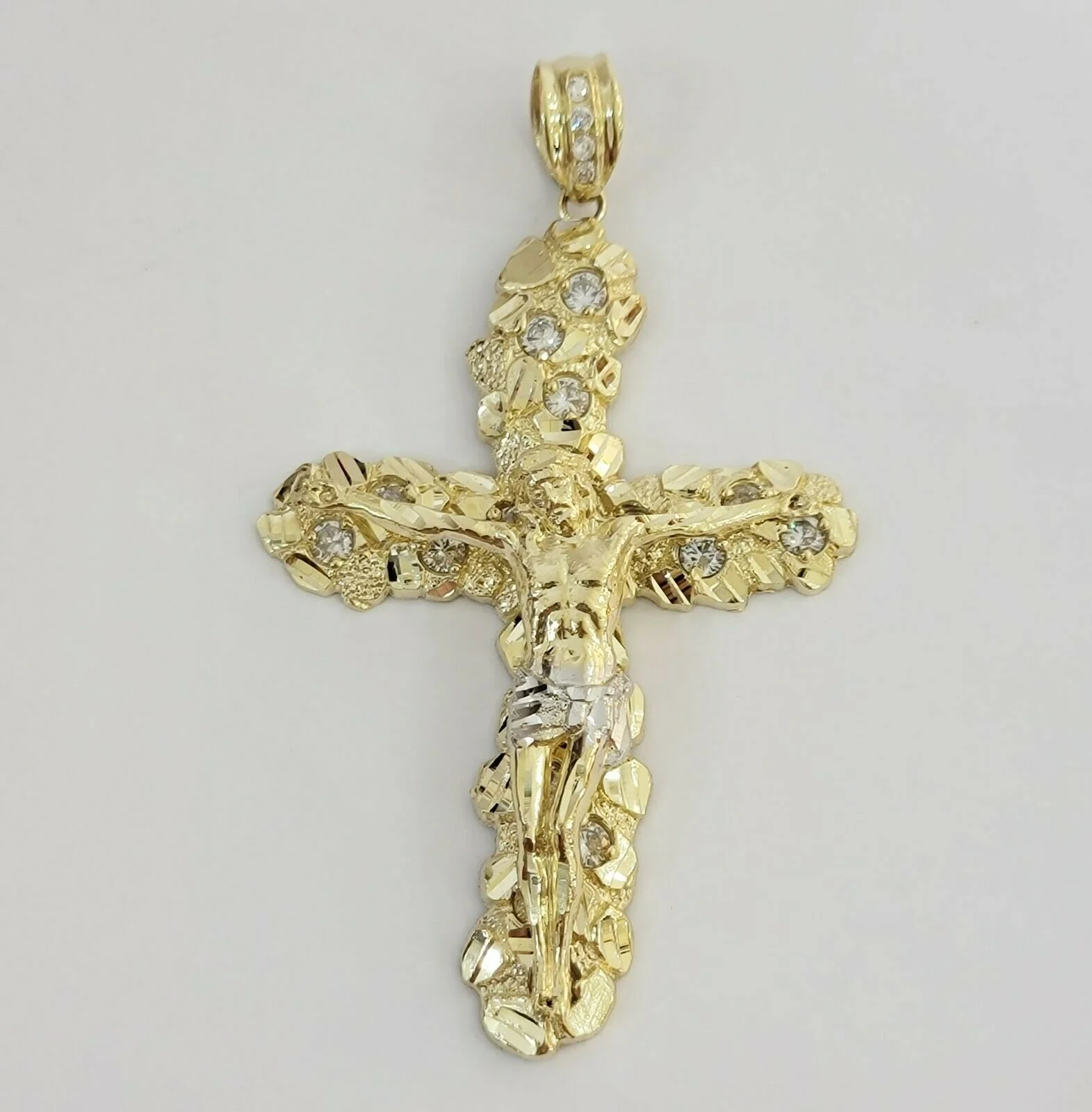 10k Gold Cross Pendant Men's 3.5 Inch long10kt Yellow Gold Jesus Crucifix, REAL - Image 2
