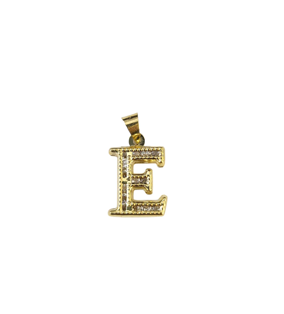 10k Gold Cuban Curb Chain Necklace E Initial Alphabet Pendant Charm 3mm Necklace - Image 3
