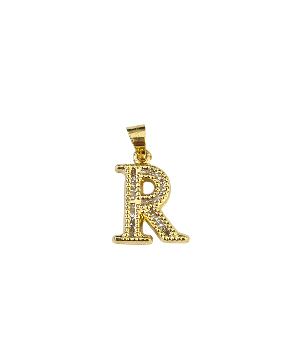 10k Gold Cuban Curb Chain Necklace R Initial Alphabet Pendant Charm 3mm Necklace - Image 3