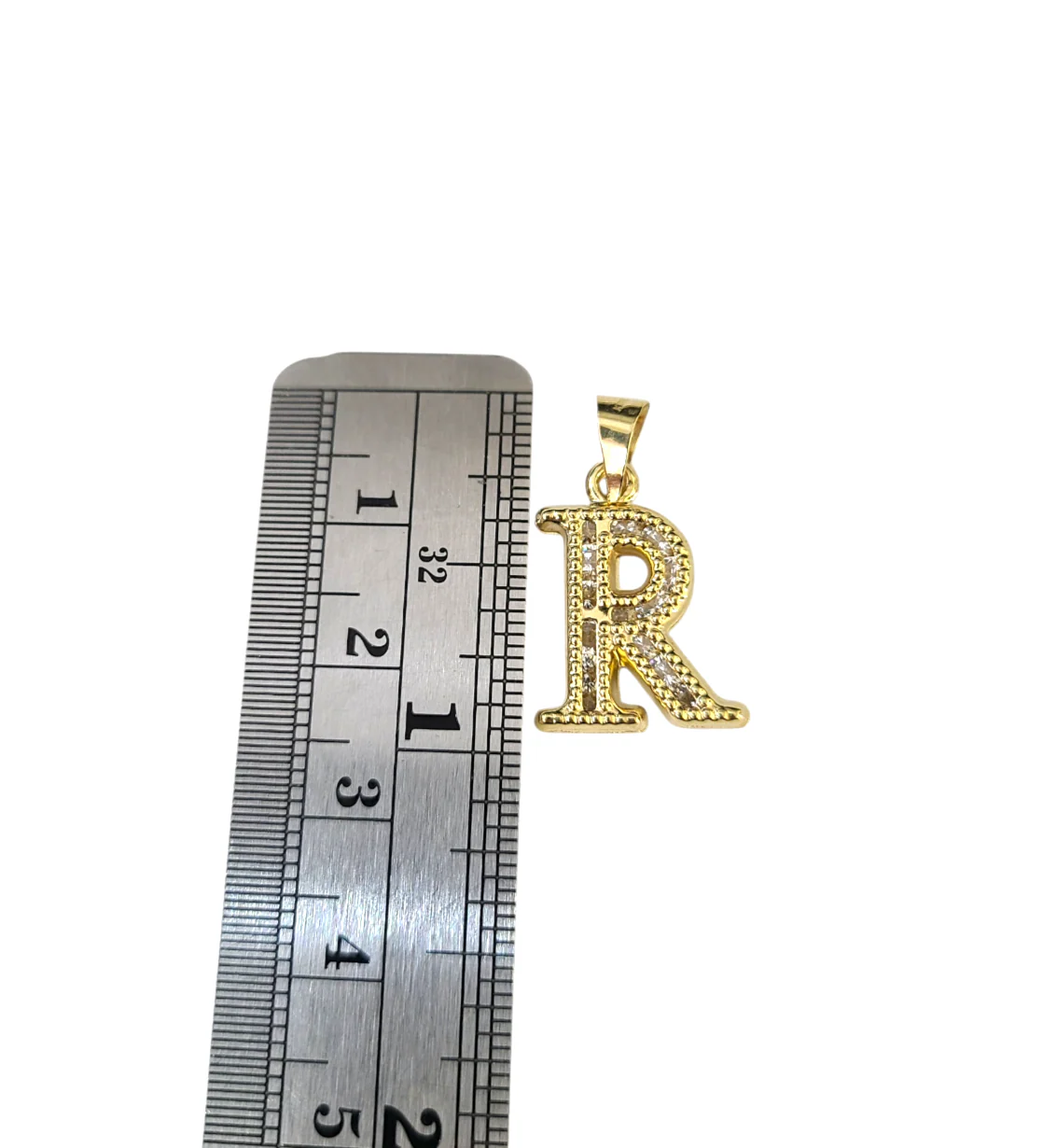 10k Gold Cuban Curb Chain Necklace R Initial Alphabet Pendant Charm 3mm Necklace - Image 6