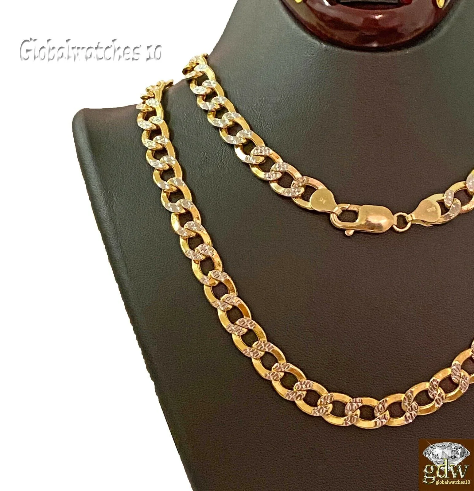 10k Gold Cuban Link Chain Diamond Cut 8mm 26 inch Lobster Lock Real Gold