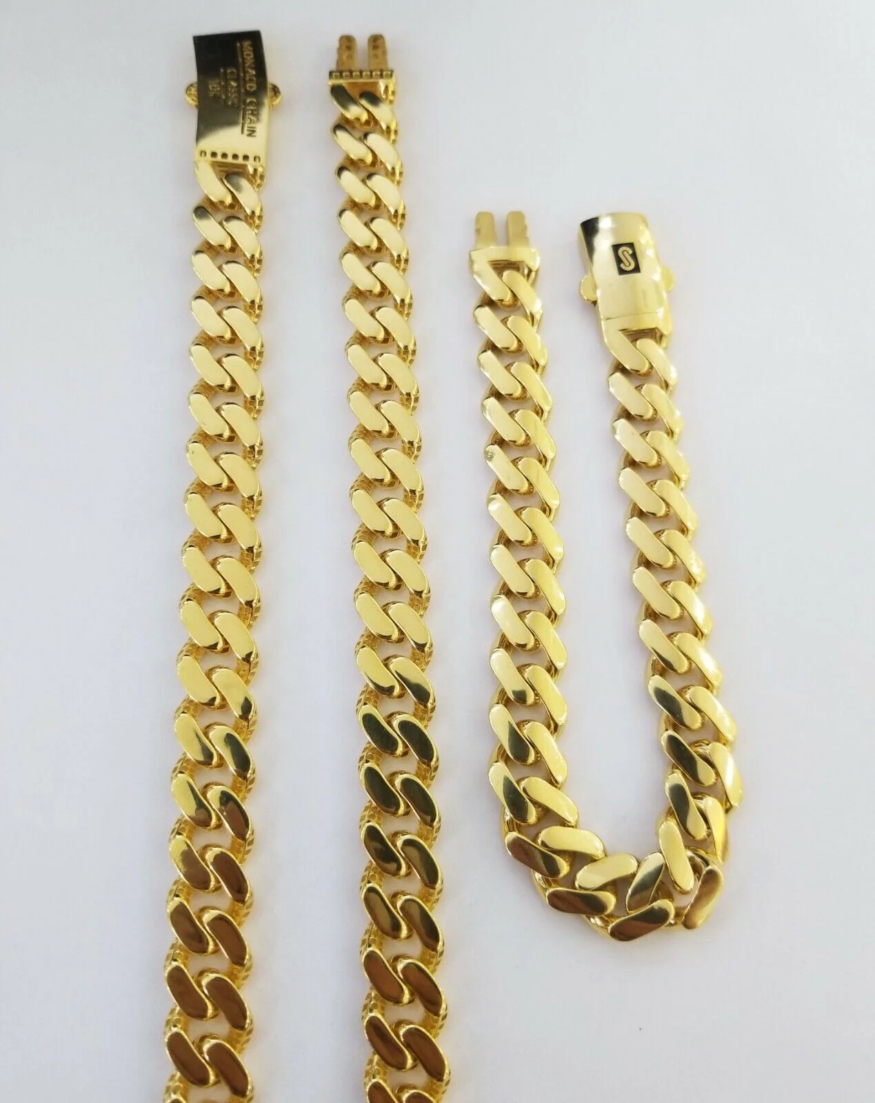 10k Gold Cuban Link Royal 11mm Monaco chain and Bracelet  10kt Real gold set - Image 4