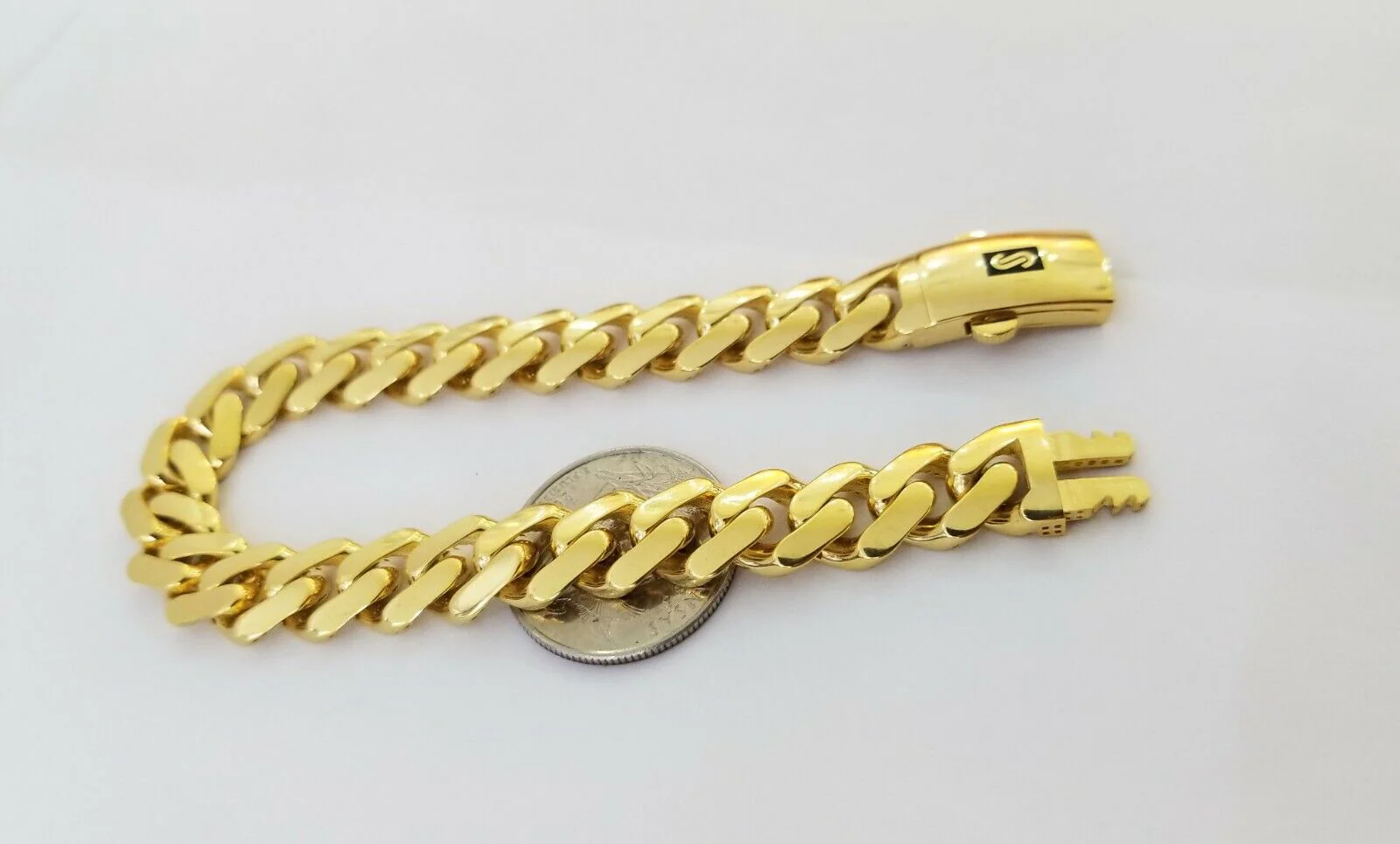 10k Gold Cuban Link Royal 11mm Monaco chain and Bracelet  10kt Real gold set - Image 8