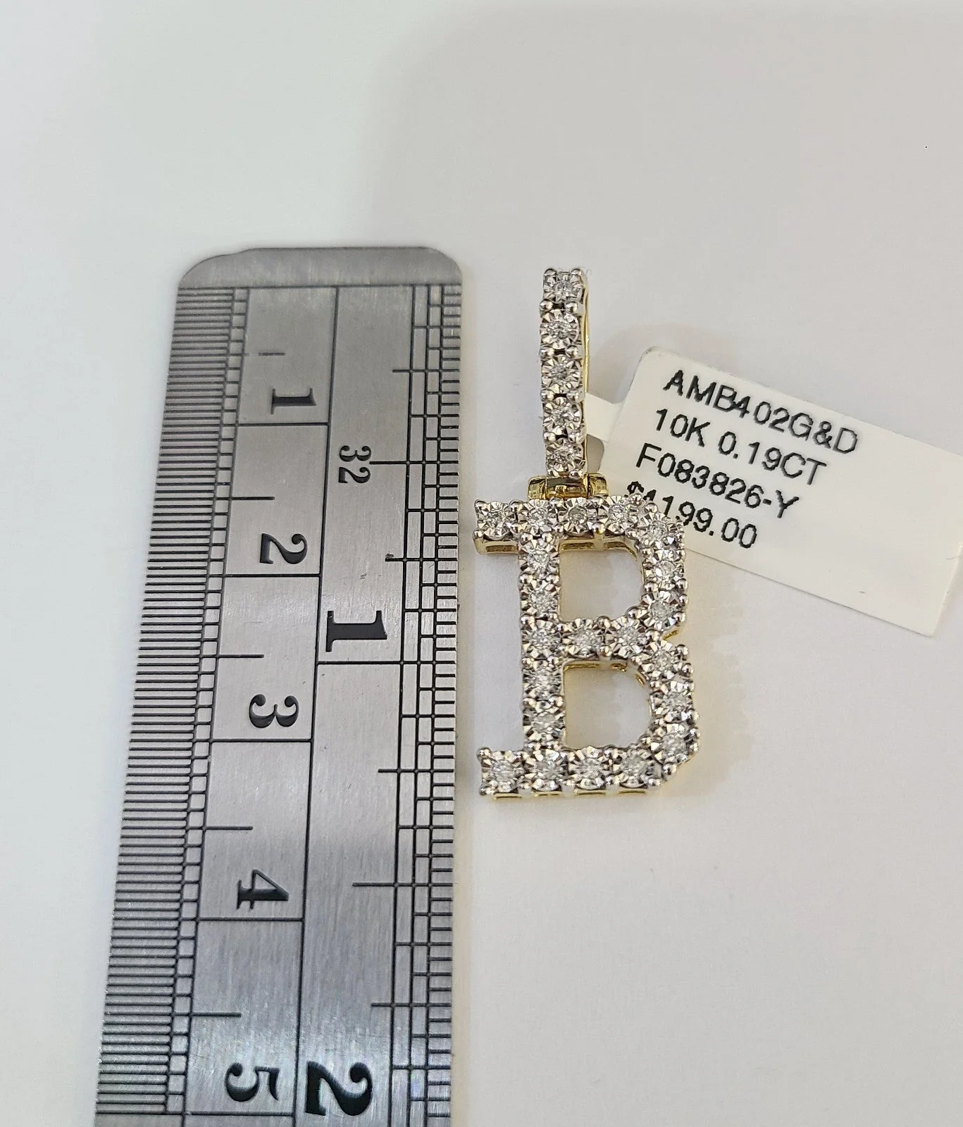 10k Gold Figaro Chain B Diamond Initial Pendant 3mm 20-28 inch SET Necklace - Image 2