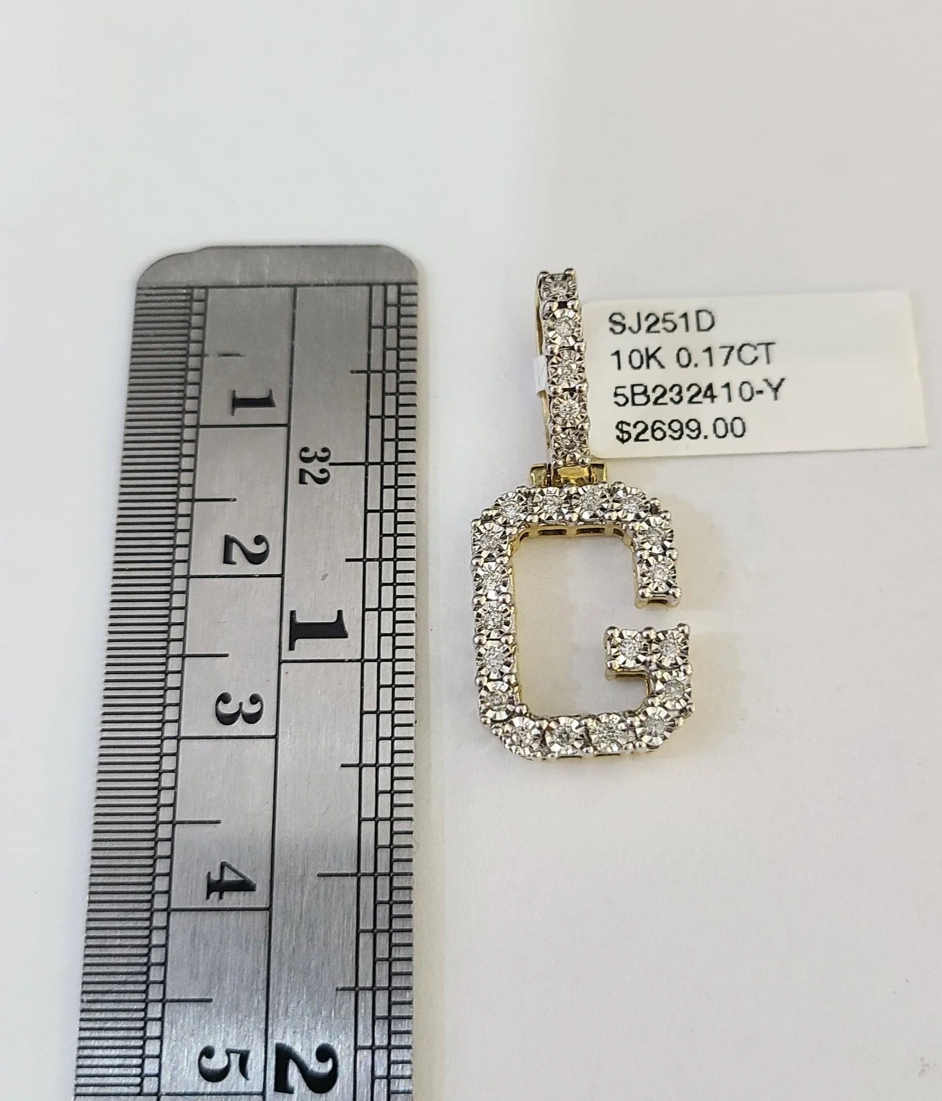 10k Gold Figaro Chain G Diamond Initial Pendant 3mm 20-28 inch SET Necklace - Image 2