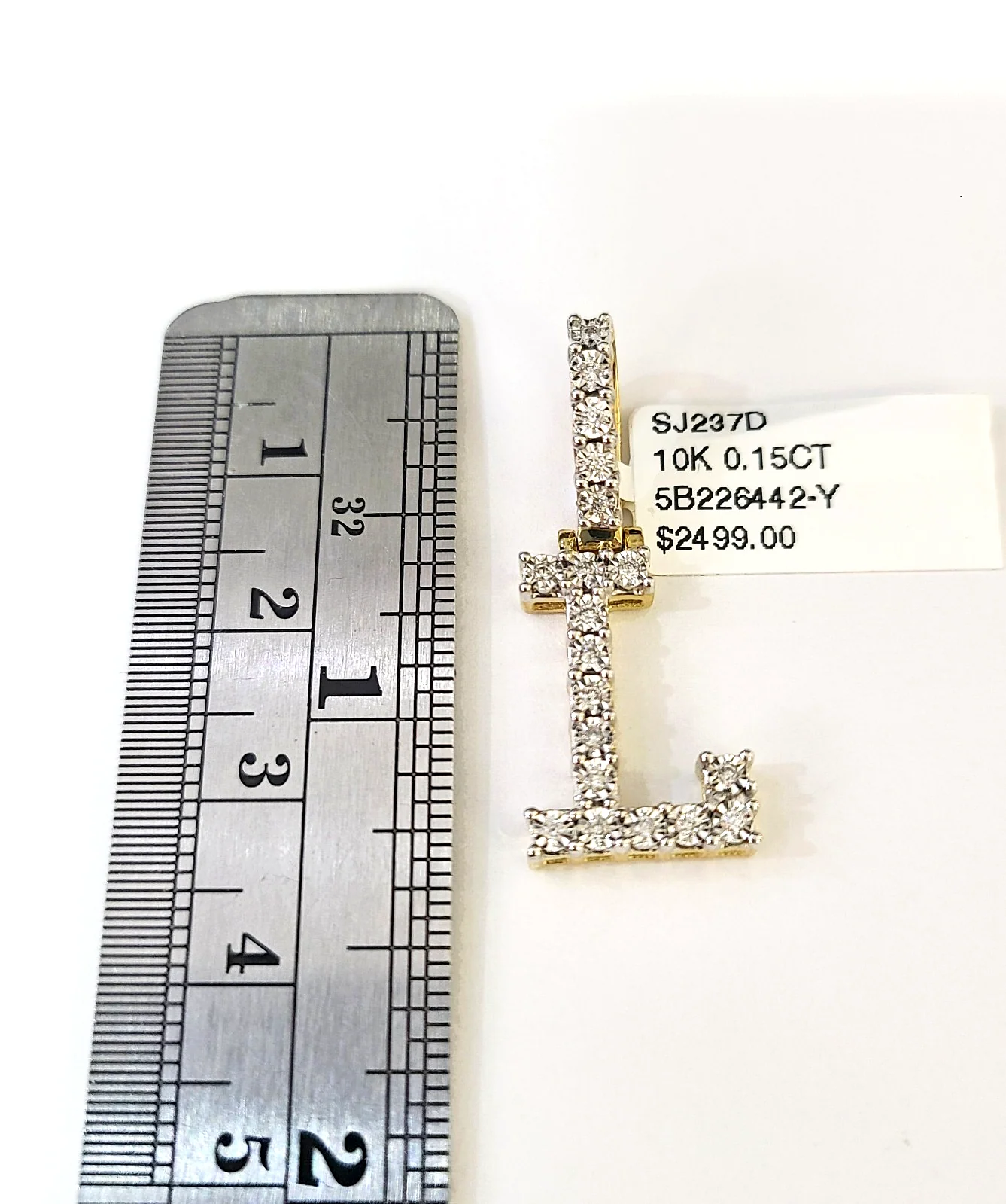 10k Gold Figaro Chain L Diamond Initial Pendant 3mm 20-28 inch SET Necklace - Image 2