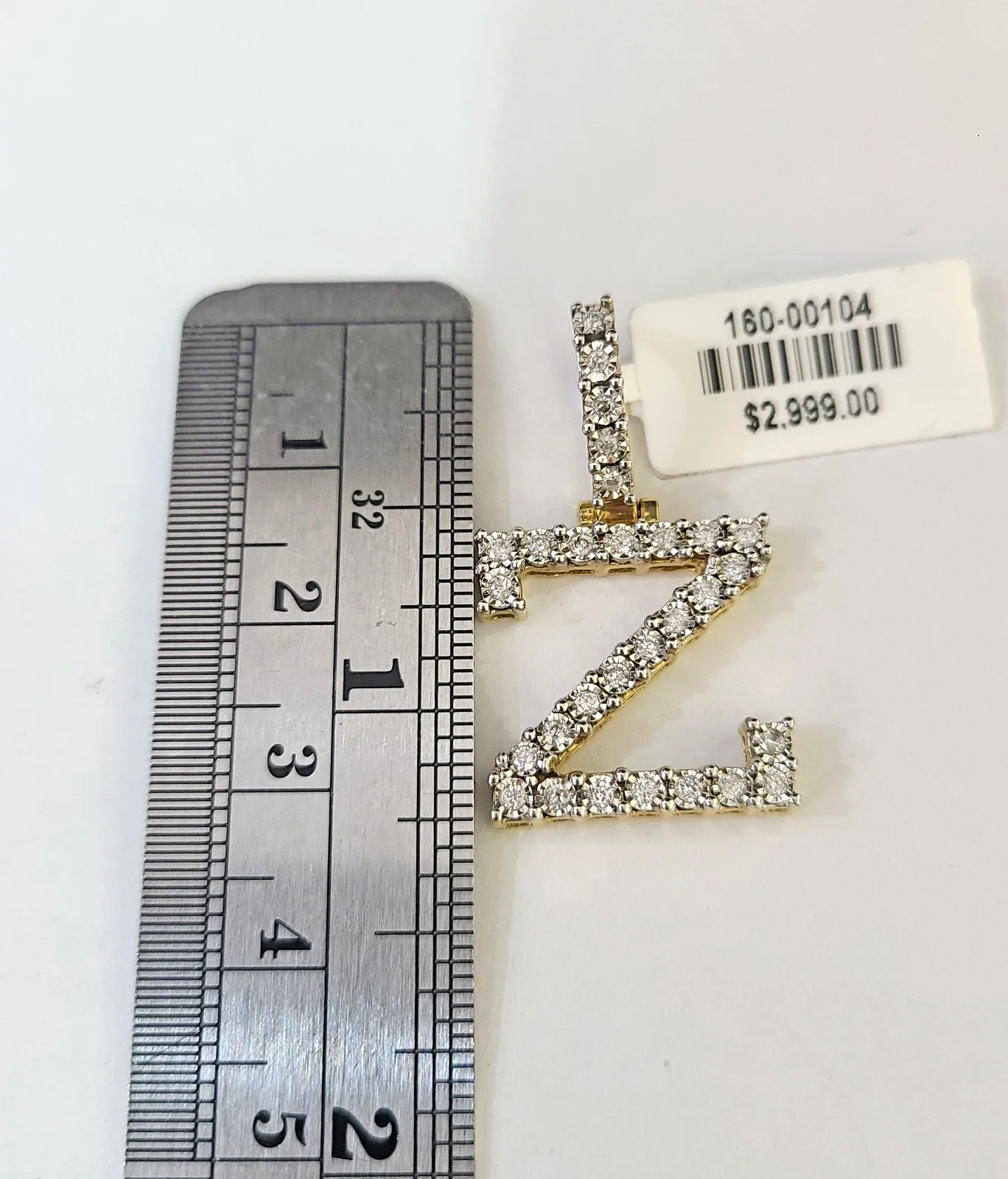 10k Gold Figaro Chain Z Diamond Initial Pendant 3mm 20-28 inch SET Necklace - Image 2