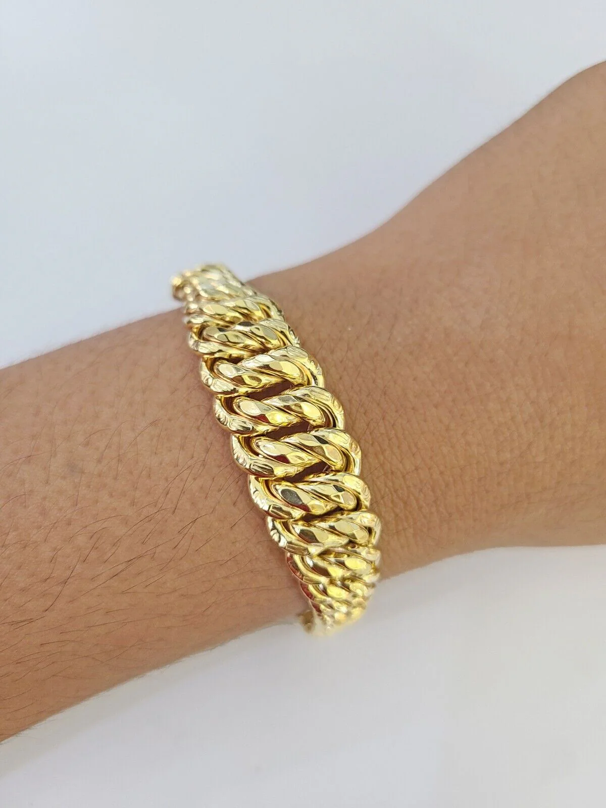 10K Gold Flat Byzantine Link Princesa Bracelet 7mm 7.5" inch Real Yellow - Image 3