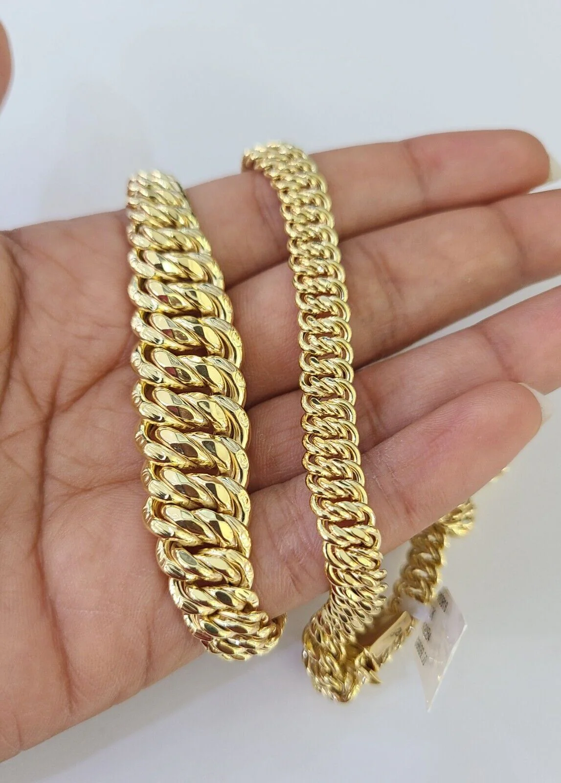 10K Gold Flat Byzantine Link Princesa Necklace 7mm 18" inch Real Yellow Chain - Image 3