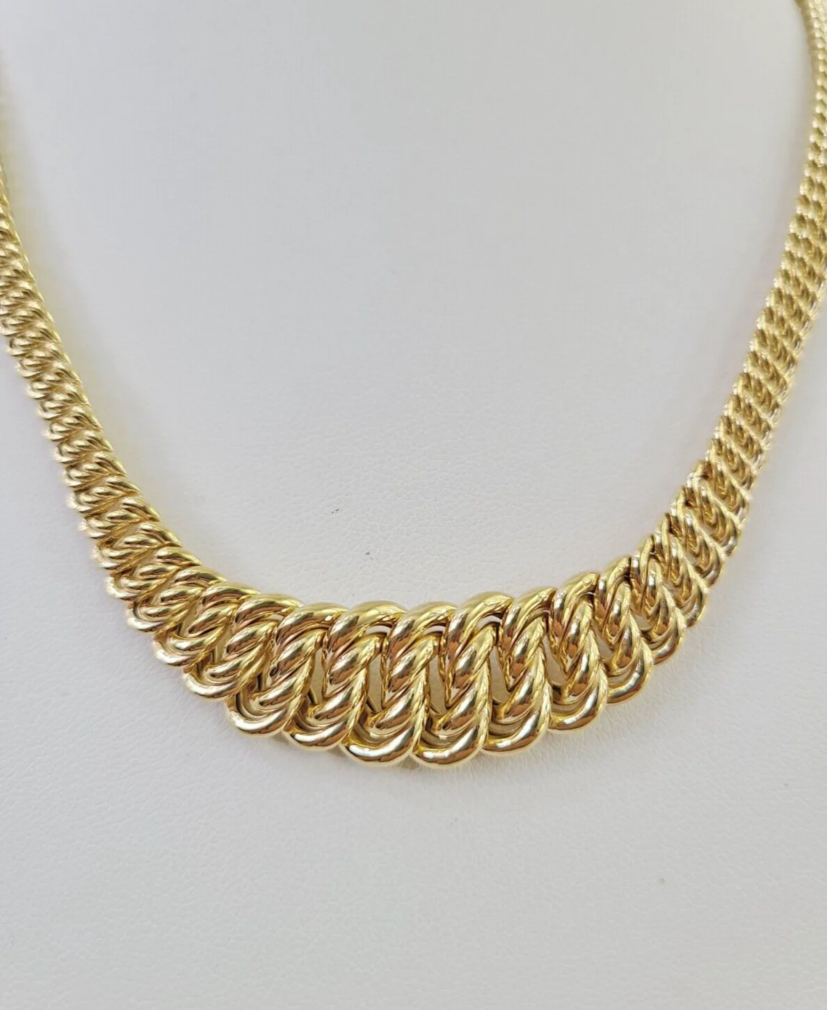 10K Gold Flat Byzantine Link Princesa Necklace 7mm 18" inch Real Yellow Chain - Image 4