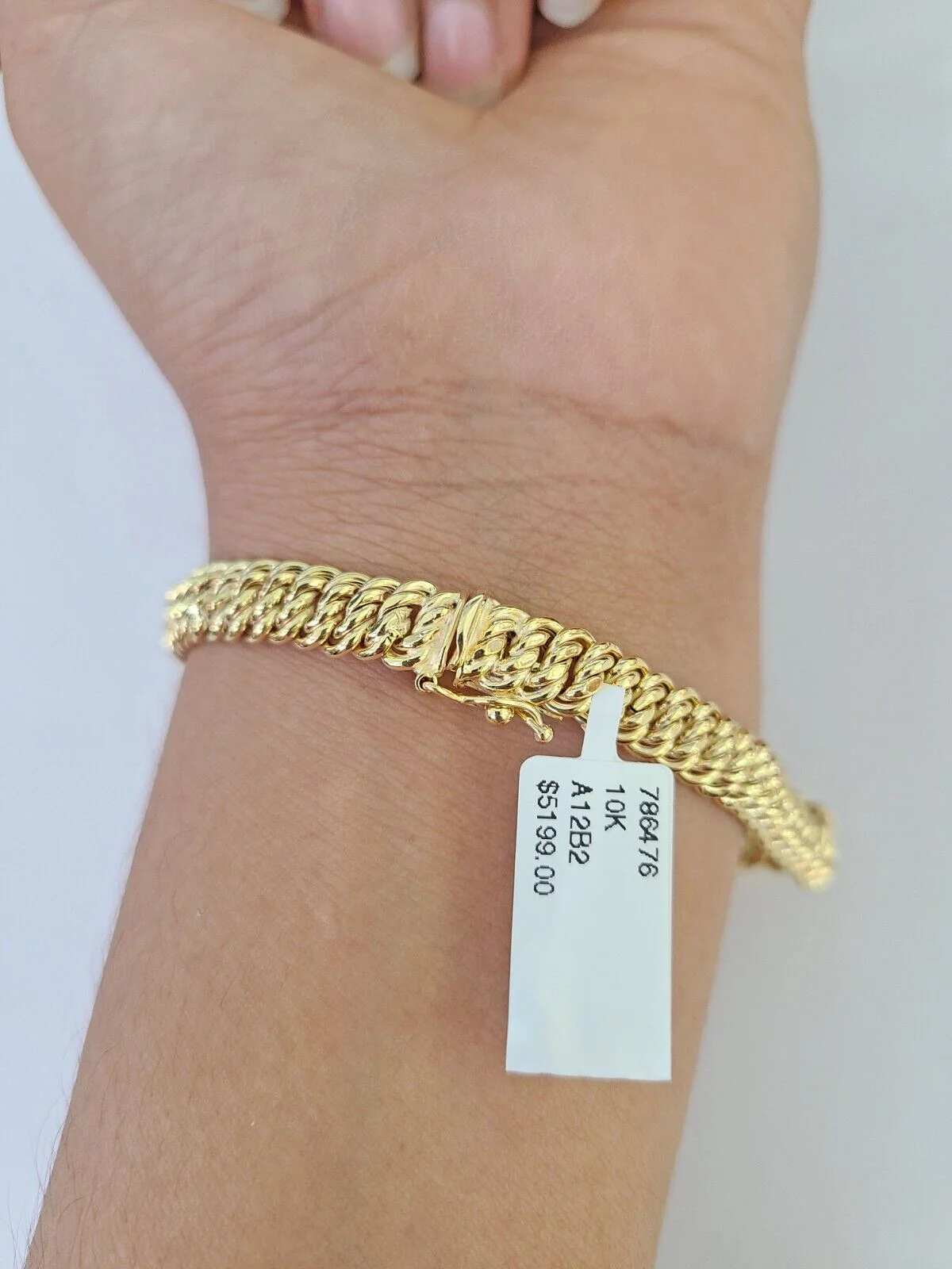 10K Gold Flat Byzantine Link Princesa Necklace Bracelet 7mm Real Yellow SET - Image 5