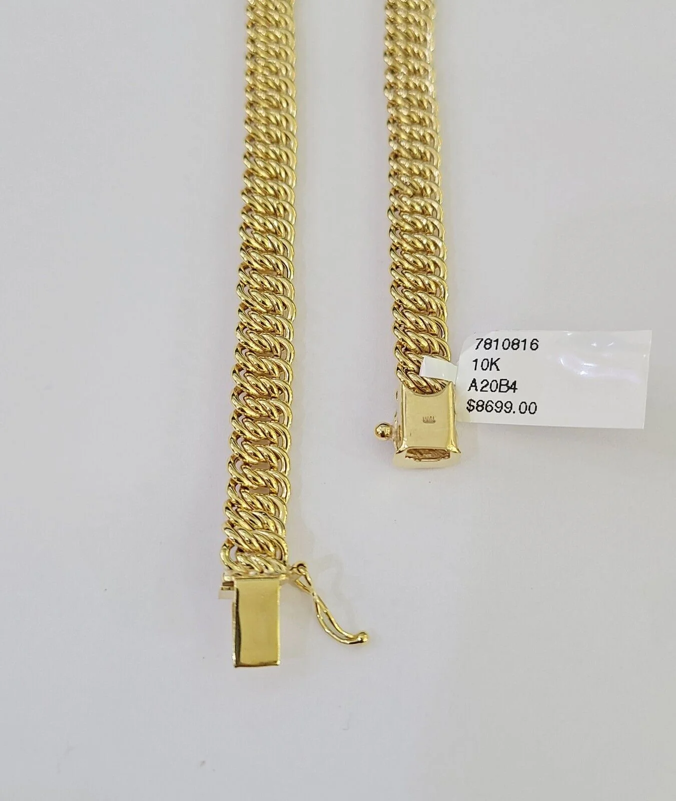 10K Gold Flat Byzantine Link Princesa Necklace Bracelet 7mm Real Yellow SET - Image 9