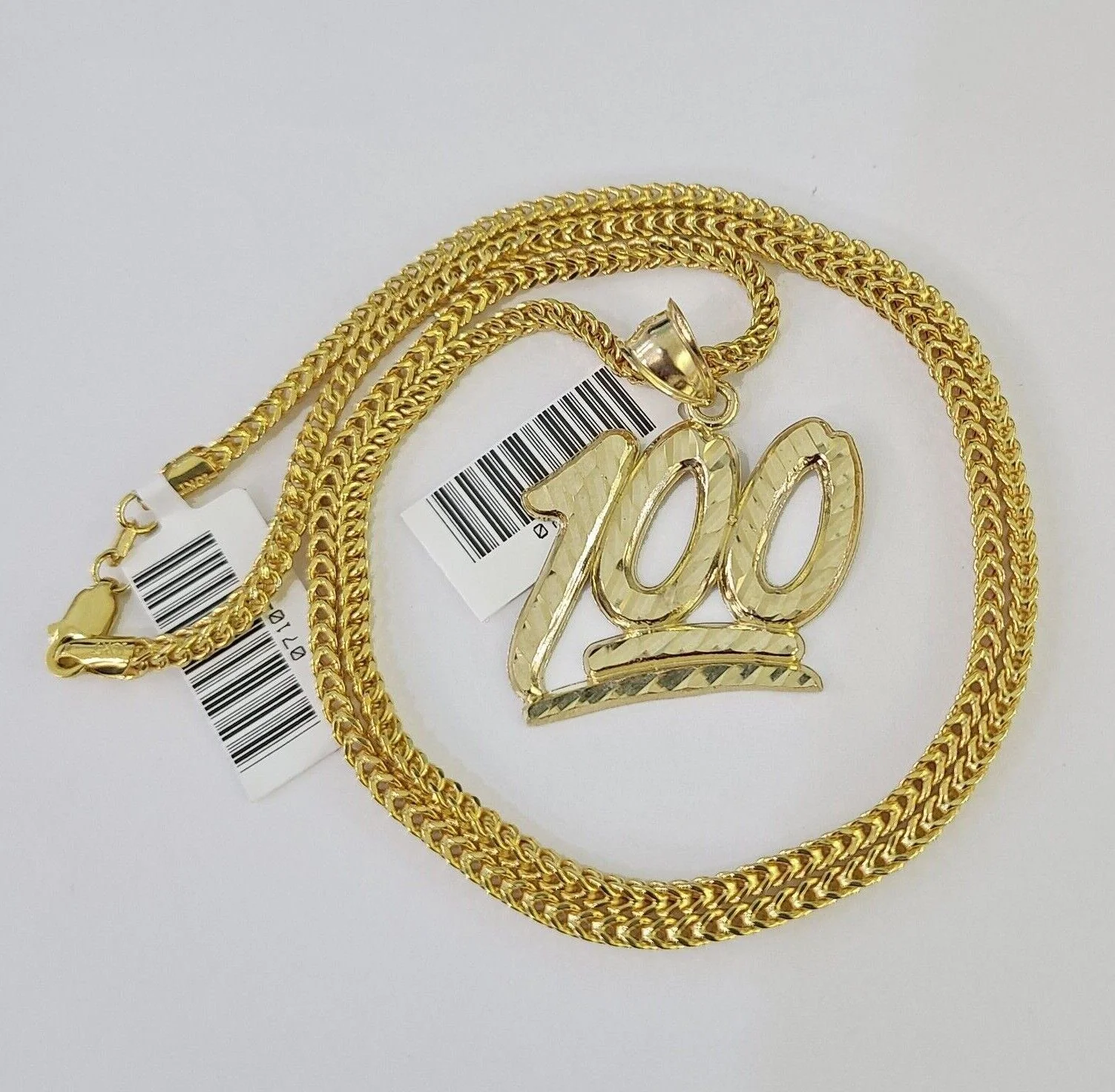 10K Gold Franco Chain 100 Charm Pendant 20-26 inches 2.5mm REAL Yellow - Image 3