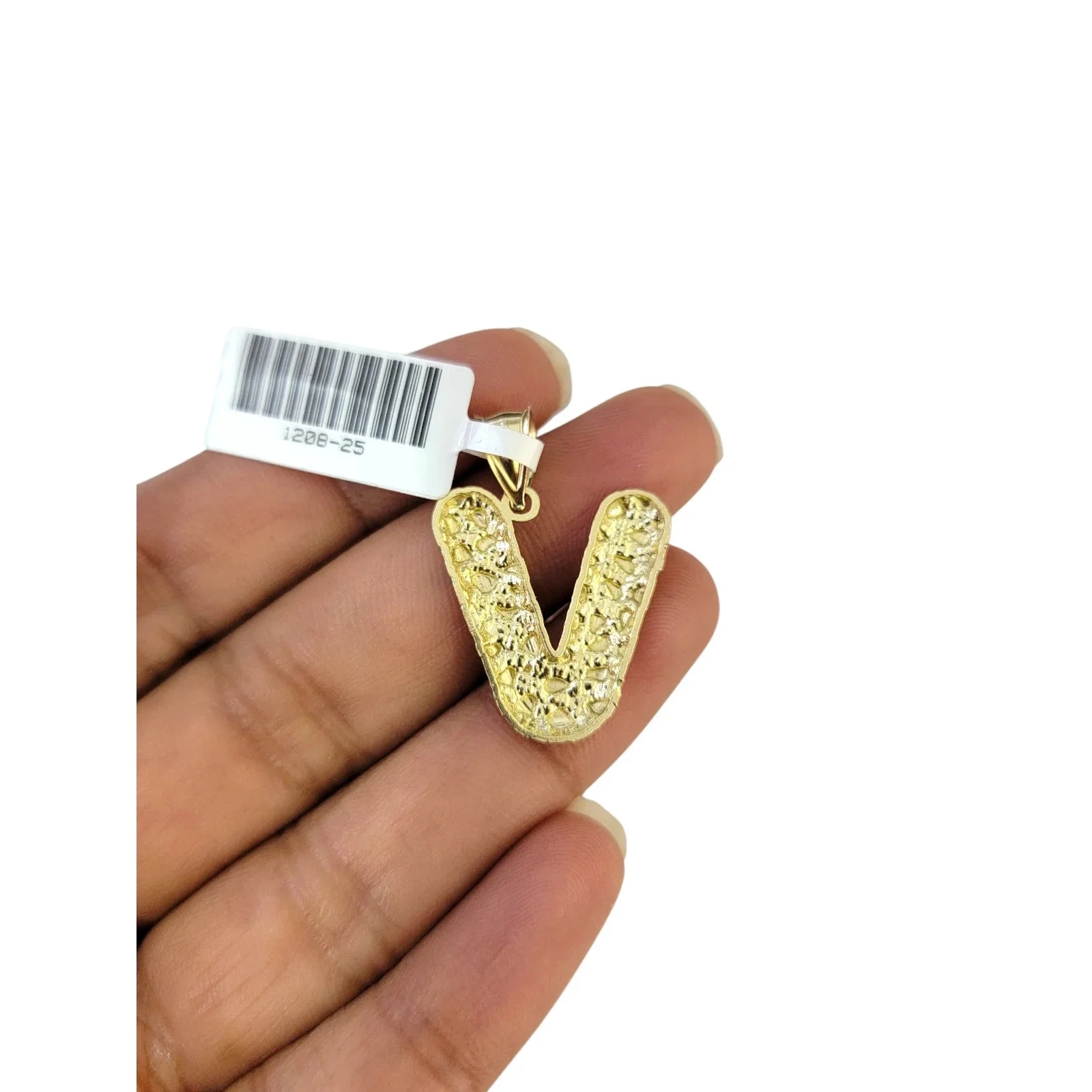 10k Gold Franco Chain 2.5mm 16"-26" V Nugget Initial Charm Pendant Necklace SET - Image 6