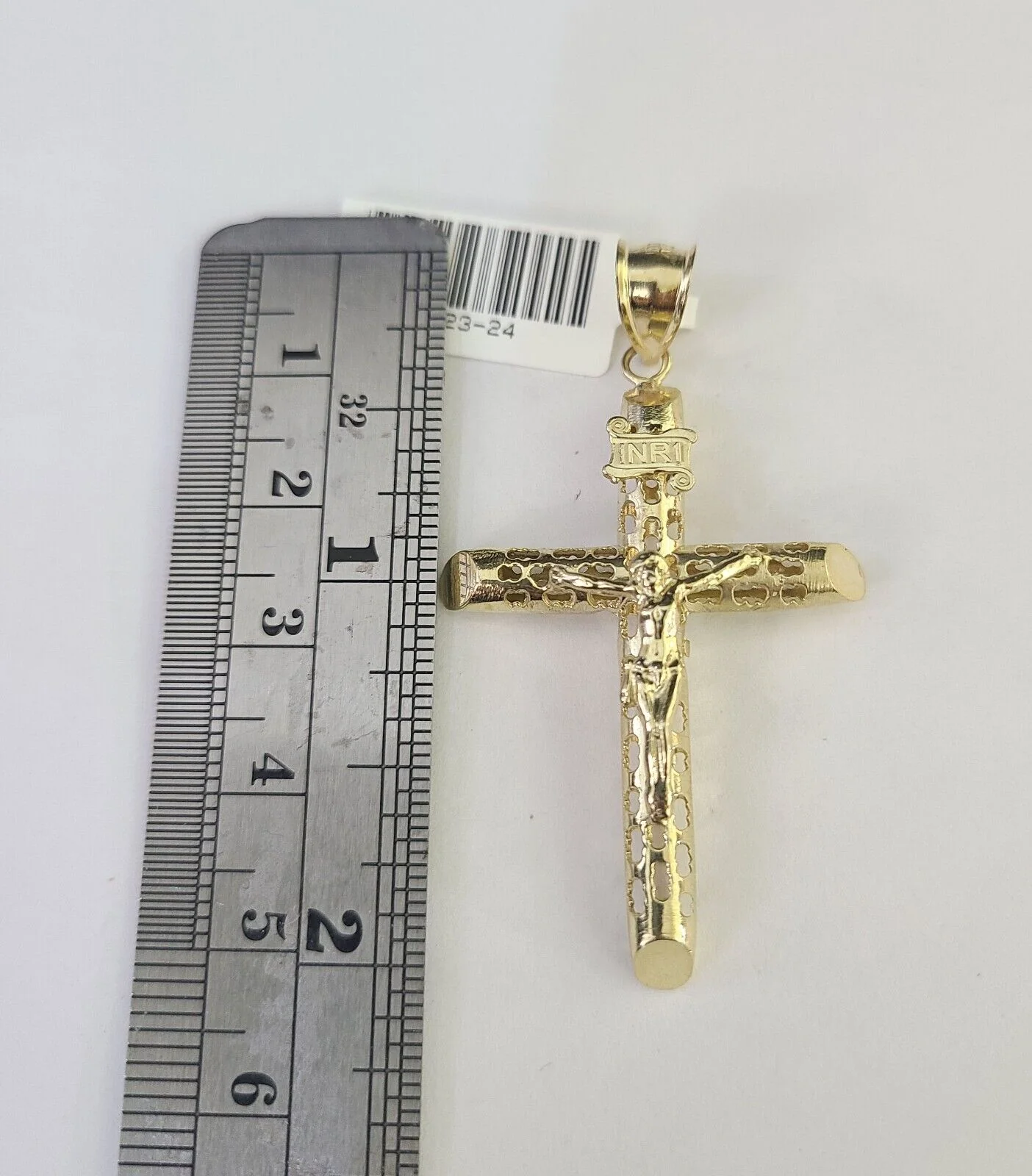 10K Gold Franco Chain Jesus Cross Charm Pendant 20-26 inches 2.5mm REAL Yellow - Image 2