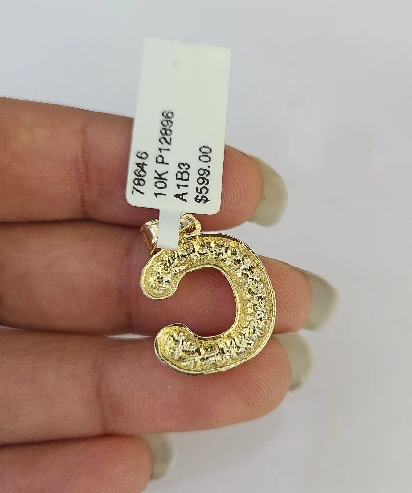 10k Gold Initial C Charm Rope Chain 16"-26" 2.5mm SET Necklace Alphabet Pendant - Image 8