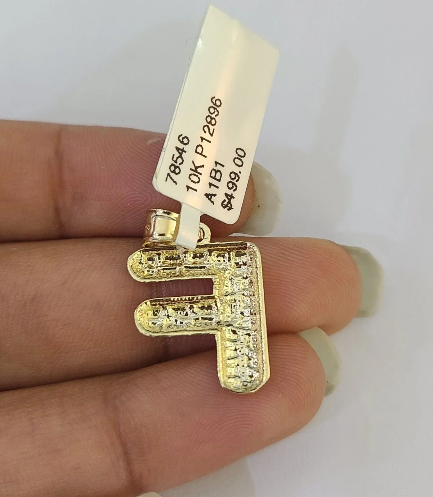 10k Gold Initial F Charm Rope Chain 16"-26" 2.5mm SET Necklace Alphabet Pendant - Image 8
