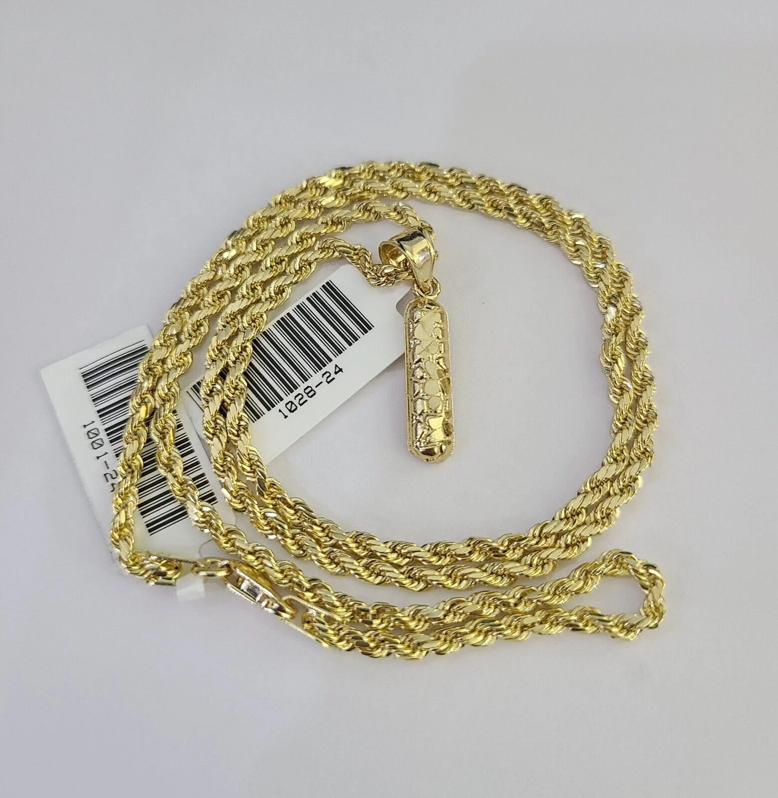 10k Gold Initial I Charm Rope Chain 16"-26" 2.5mm SET Necklace Alphabet Pendant - Image 3