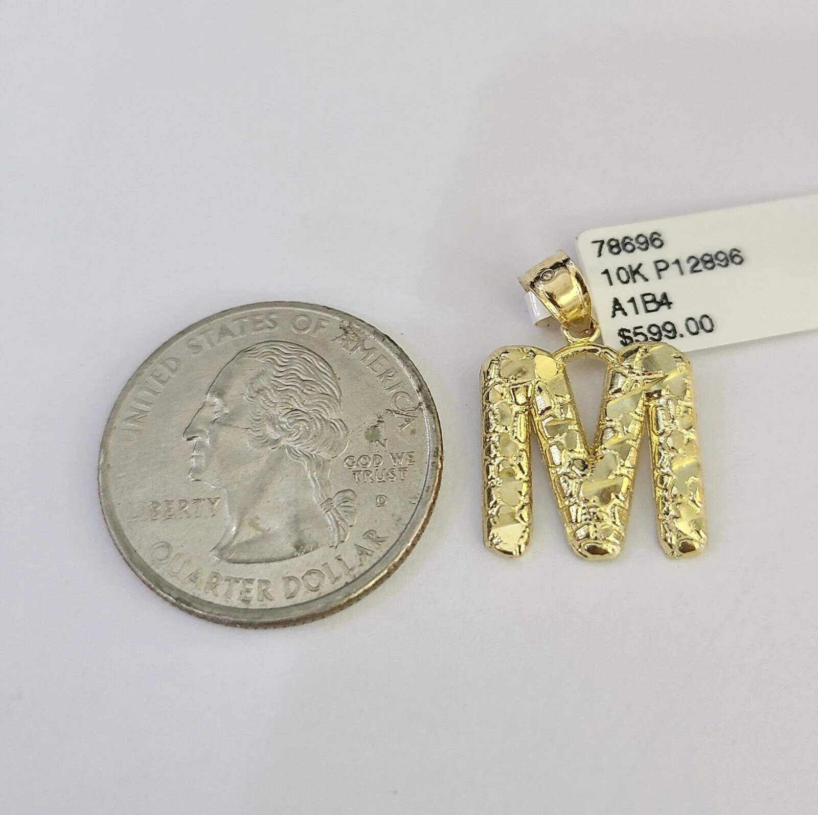 10k Gold Initial M Charm Rope Chain 16"-26" 2.5mm SET Necklace Alphabet Pendant - Image 4