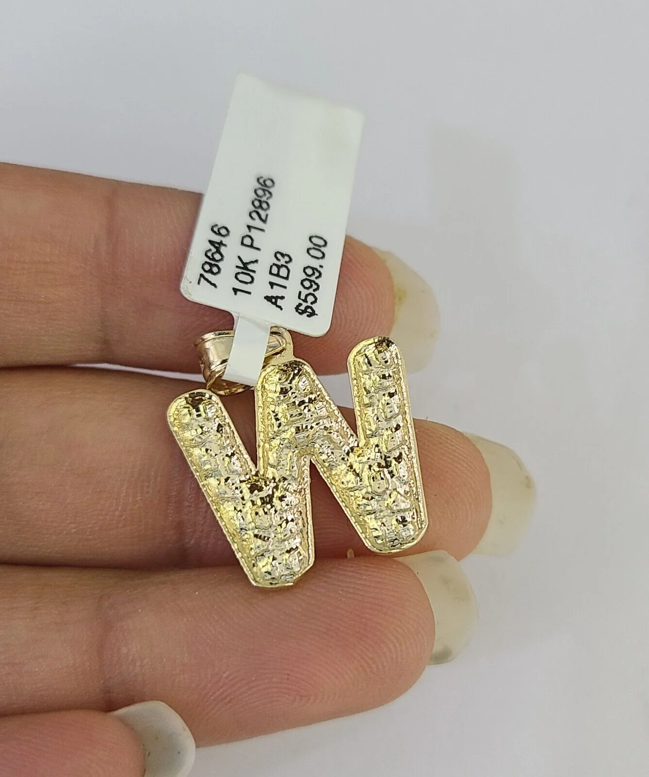 10k Gold Initial W Charm Rope Chain 16"-26" 2.5mm SET Necklace Alphabet Pendant - Image 8