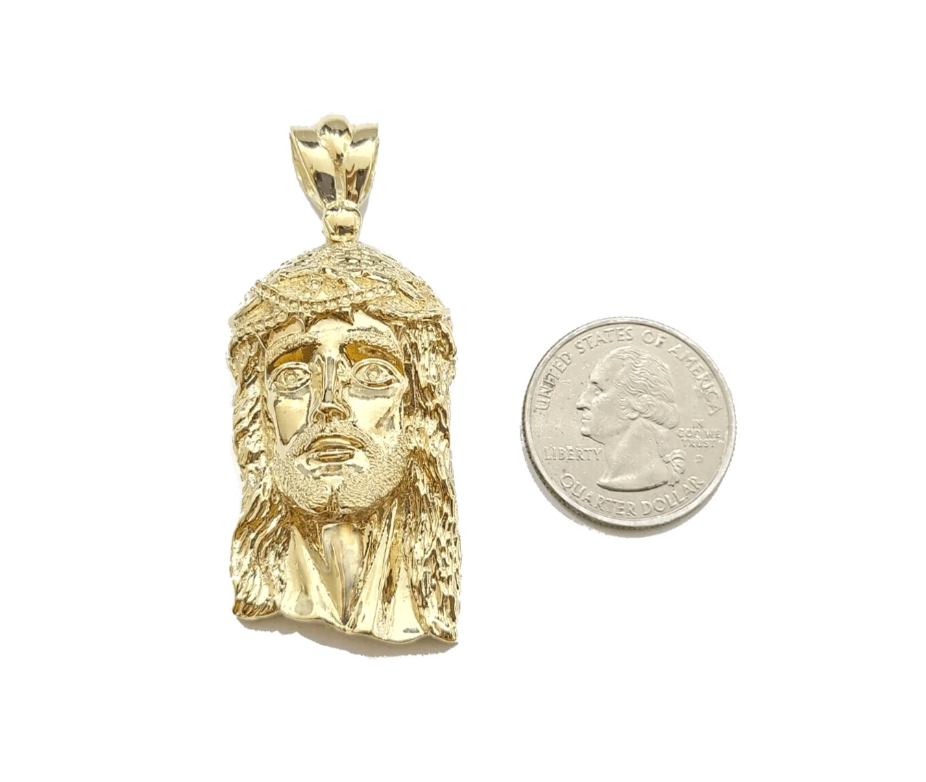 10k Gold Jesus Head Charm Rope Chain Necklace 6mm 22'' Set & Pendant 10kt REAL - Image 9