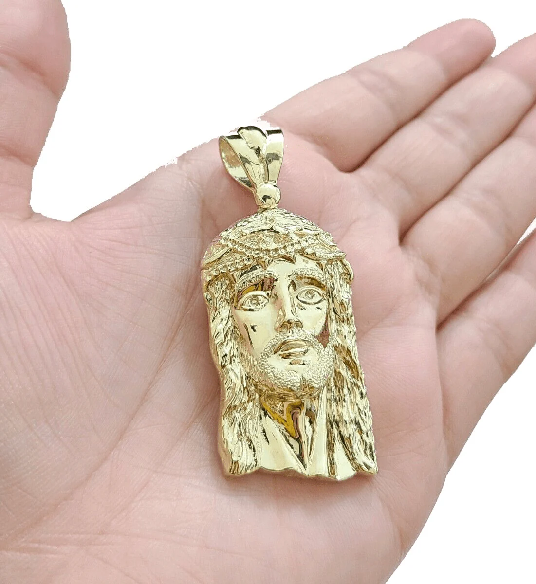 10k Gold Jesus Head Charm Rope Chain Necklace 6mm 28'' Set & Pendant 10kt REAL - Image 7