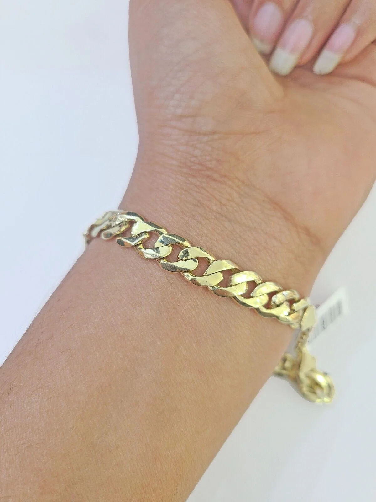 10k Gold Jesus Head Cuban Curb Bracelet Size 8.6" Inches 8mm 10kt Mens Ladies - Image 5
