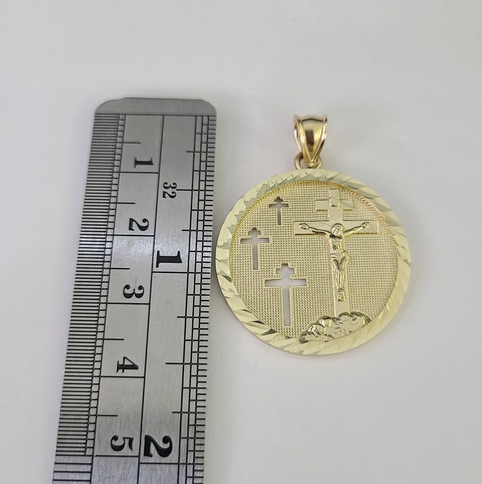 10k Gold Jesus Medallion Cross Charm Miami Cuban Chain 5mm 18"-28" Necklace - Image 6