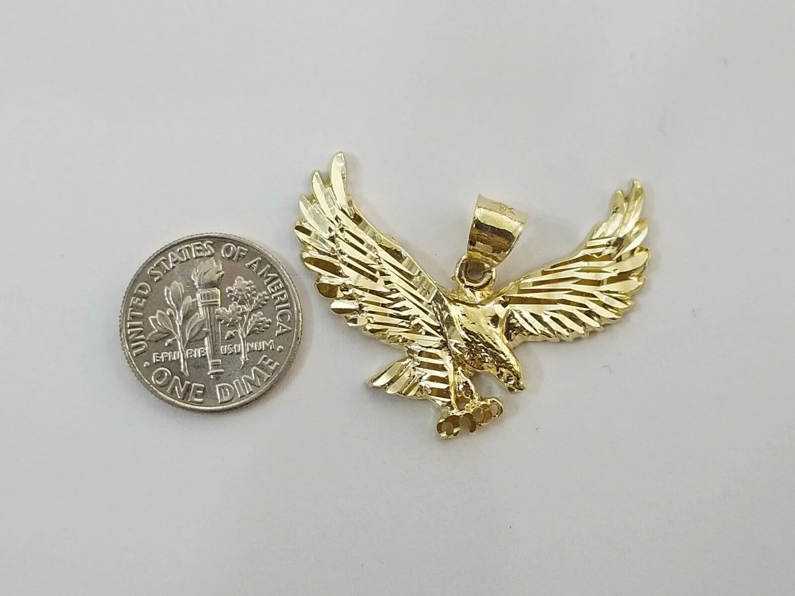 10k Gold Men Eagle Charm Pendant 2.5mm Rope Chain 18" 20" 22" 24" 26" 28" - Image 5
