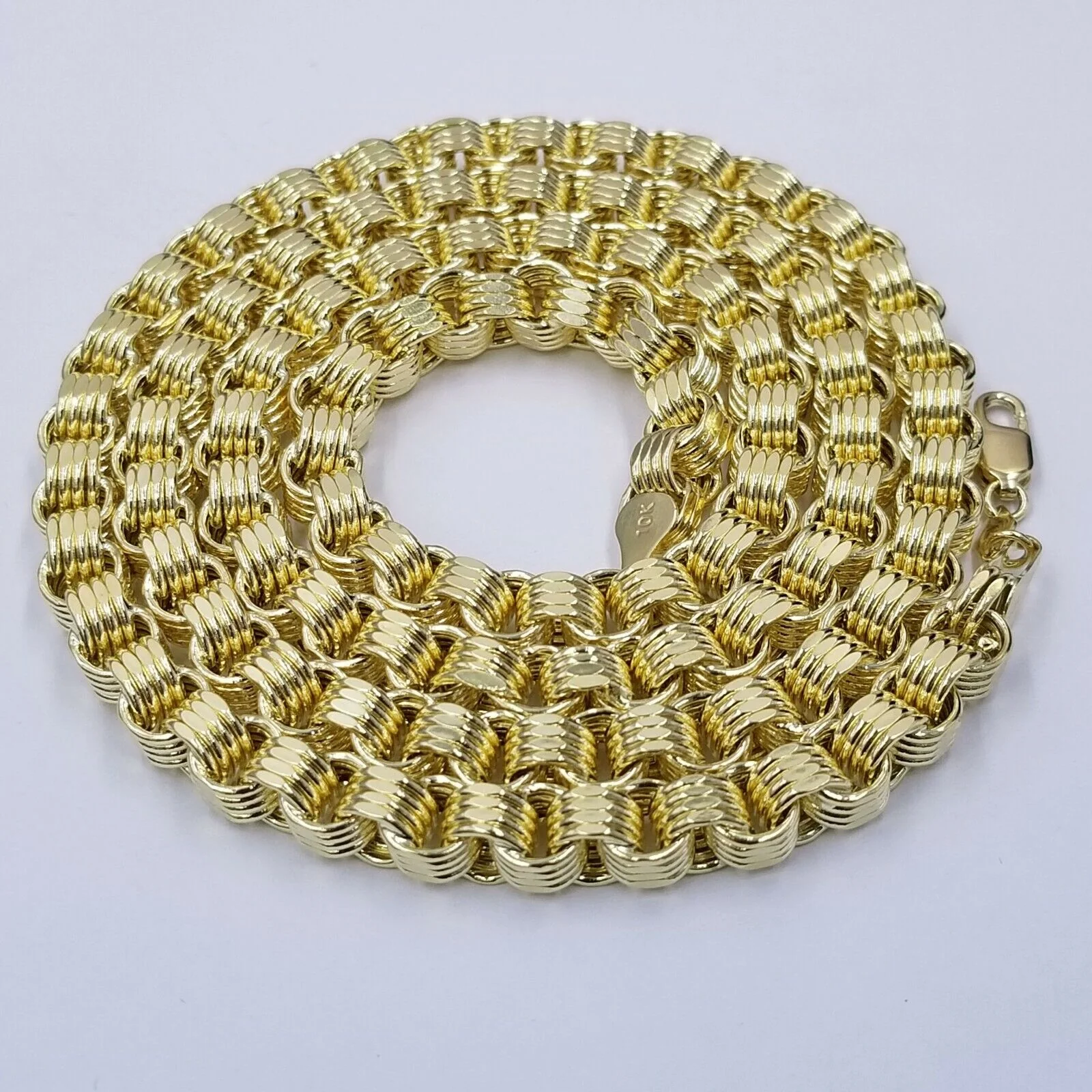 10k Gold Mens Byzantine Box Necklace 8mm 26" AND Cross - Image 6