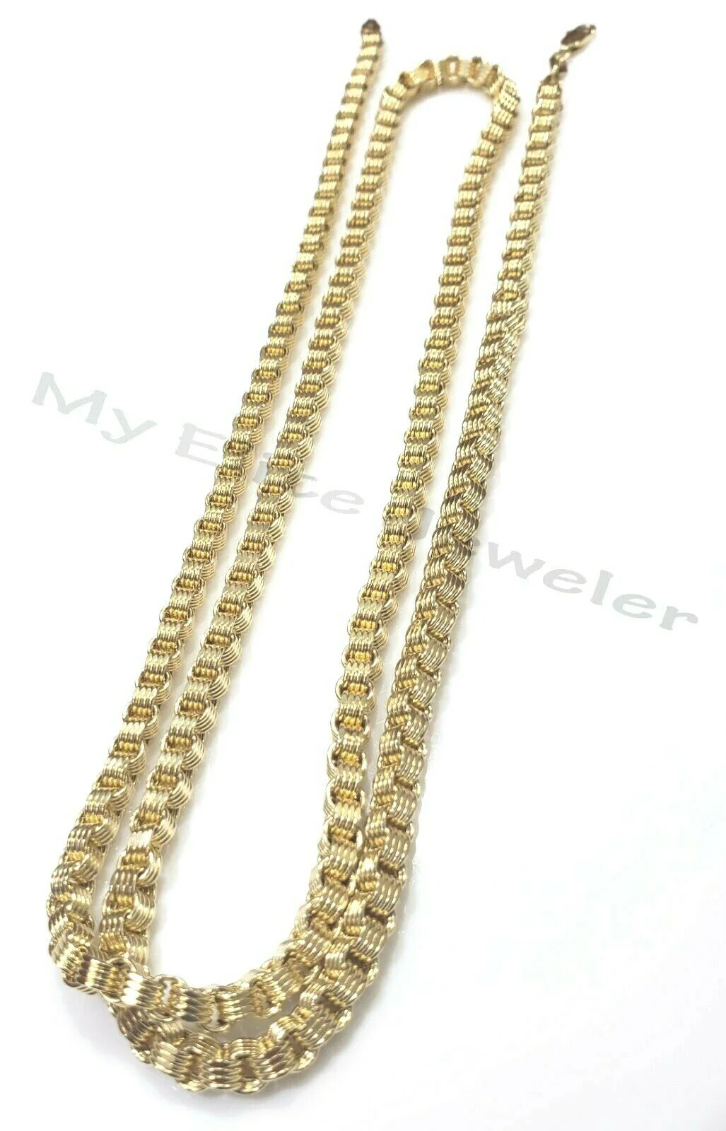 10k Gold Mens Necklace Byzantine Chain 24 Inch Lobster 4mm Male Yellow Gold REAL - Image 3
