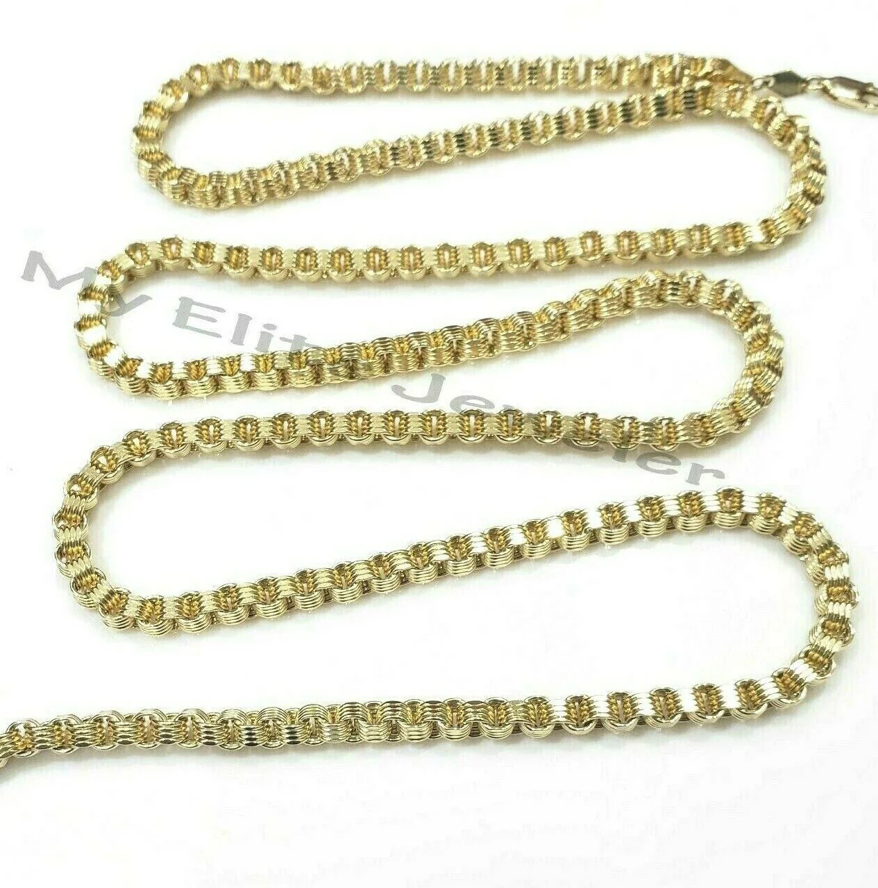 10k Gold Mens Necklace Byzantine Chain 24 Inch Lobster 4mm Male Yellow Gold REAL - Image 4