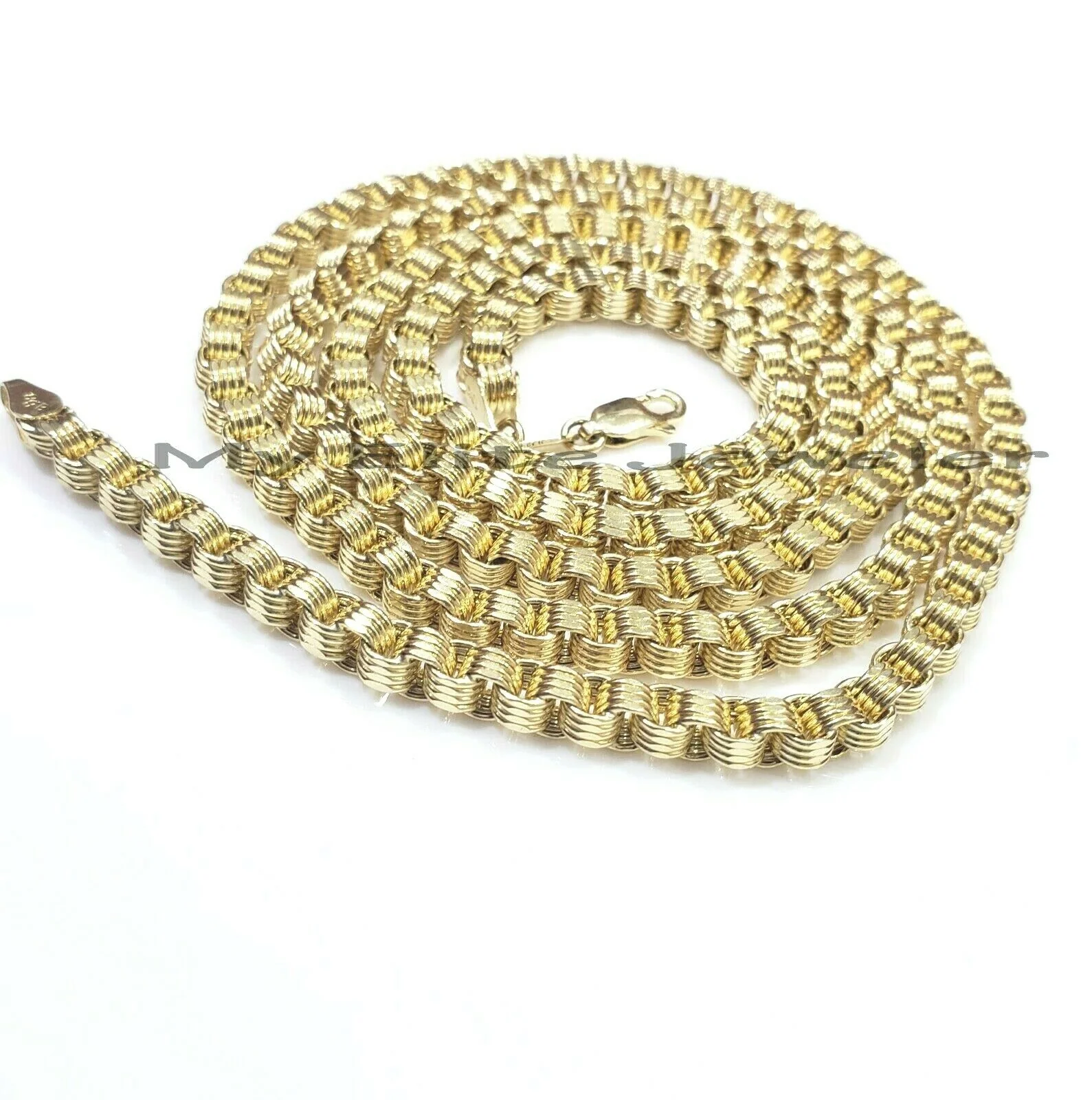 10k Gold Mens Necklace Byzantine Chain 24 Inch Lobster 4mm Male Yellow Gold REAL - Image 6