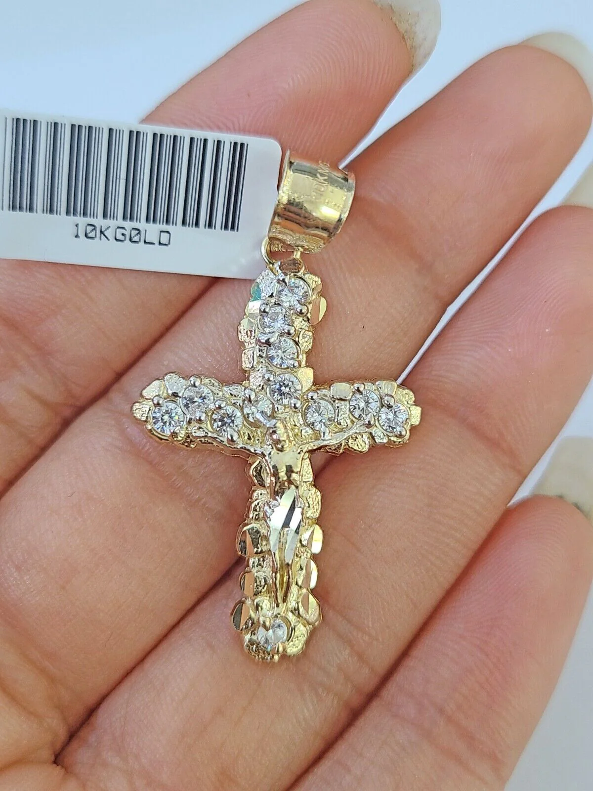 10K Gold Miami Cuban Chain 3mm Length 18" 20" 22" 24" 26" & Cross Charm SET - Image 3