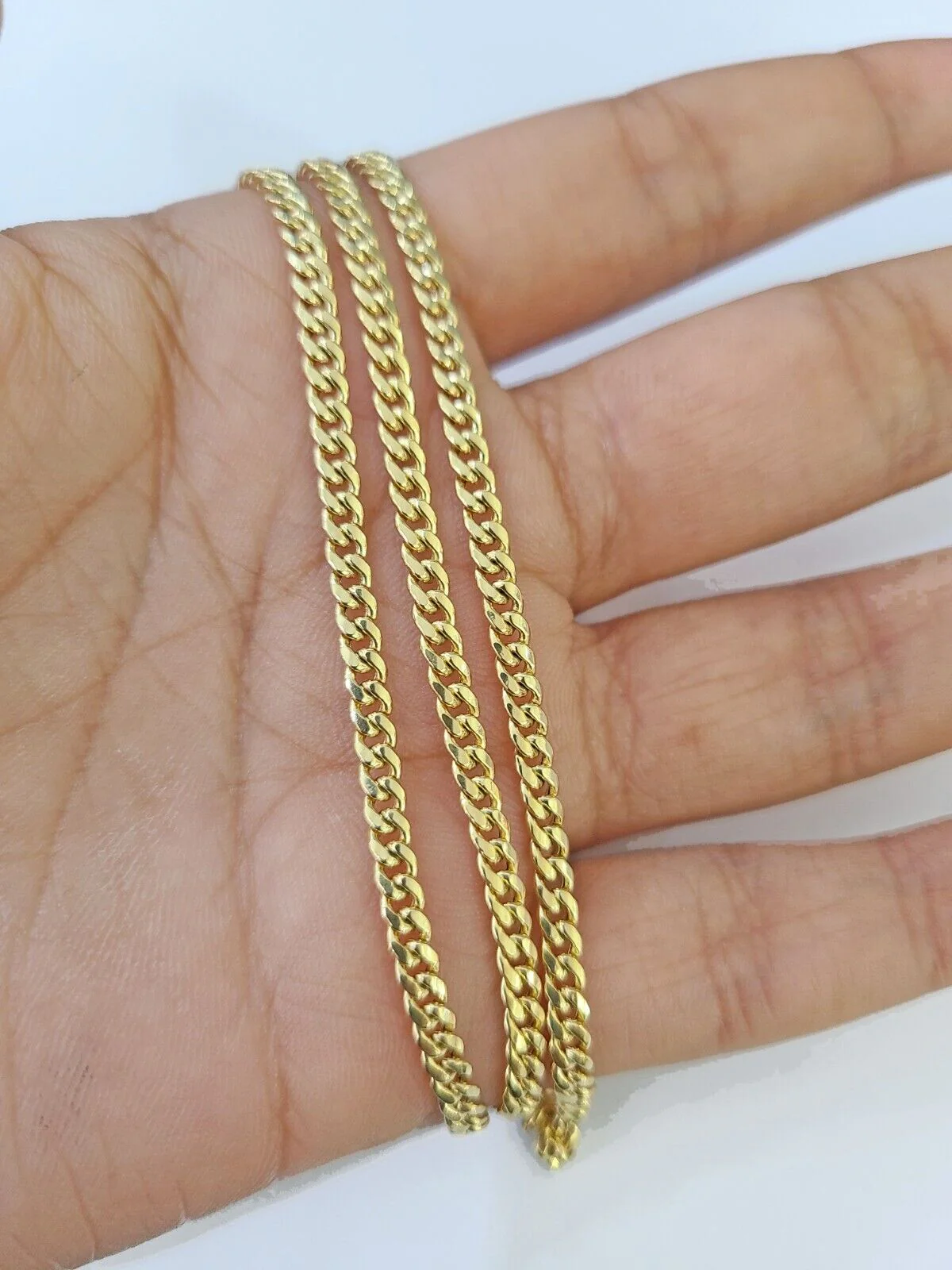10K Gold Miami Cuban Chain 3mm Length 18" 20" 22" 24" 26" & Cross Charm SET - Image 5