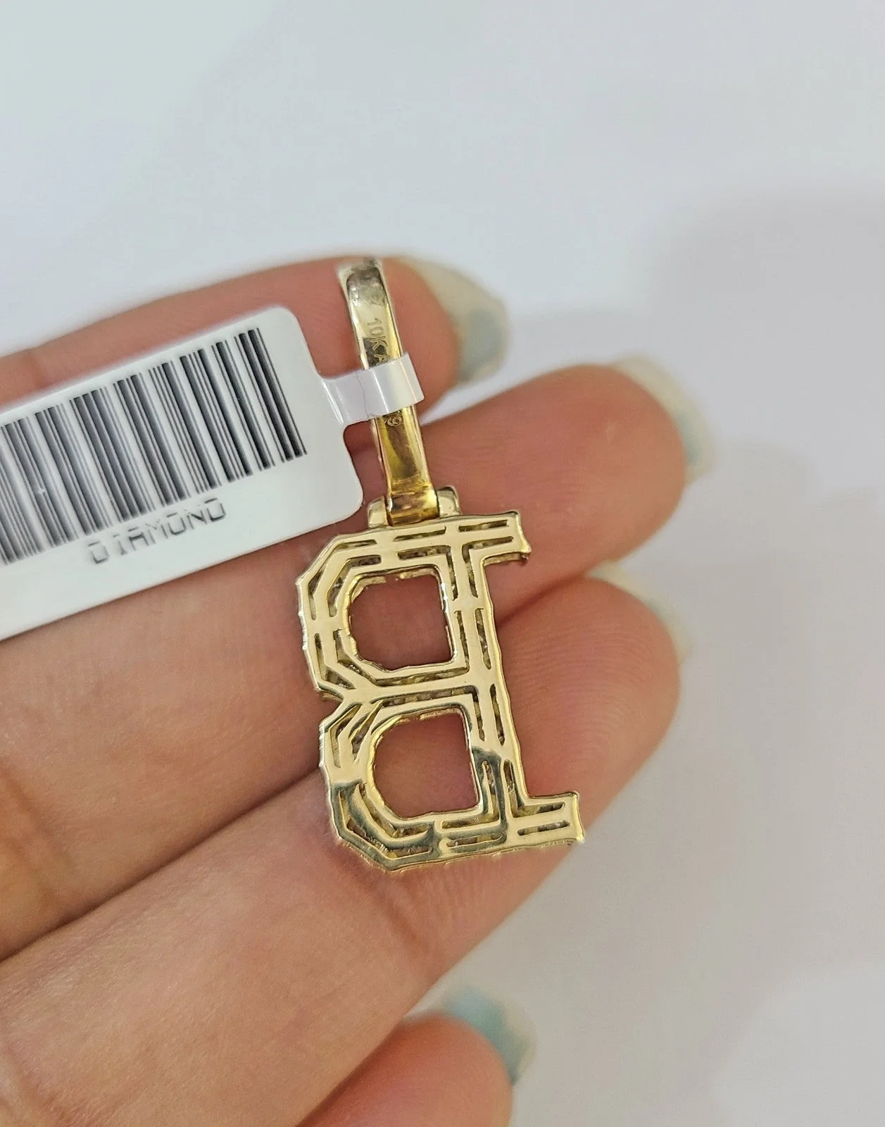 10K Gold Miami Cuban Chain B Diamond Initial 18"-24" 2mm Pendant Necklace SET - Image 7