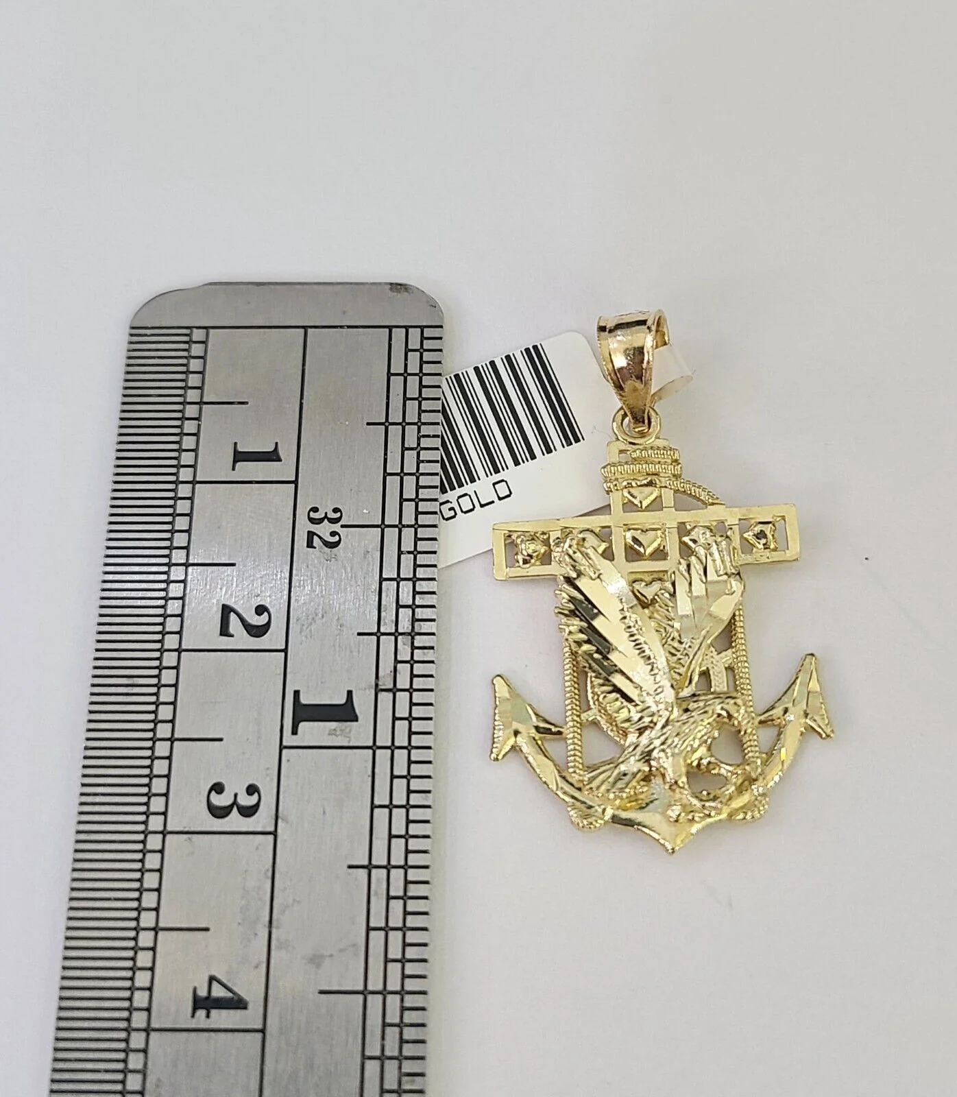 10K Gold Miami Cuban Chain Eagle Anchor Charm 18"-28" 3mm REAL Pendant Necklace - Image 2
