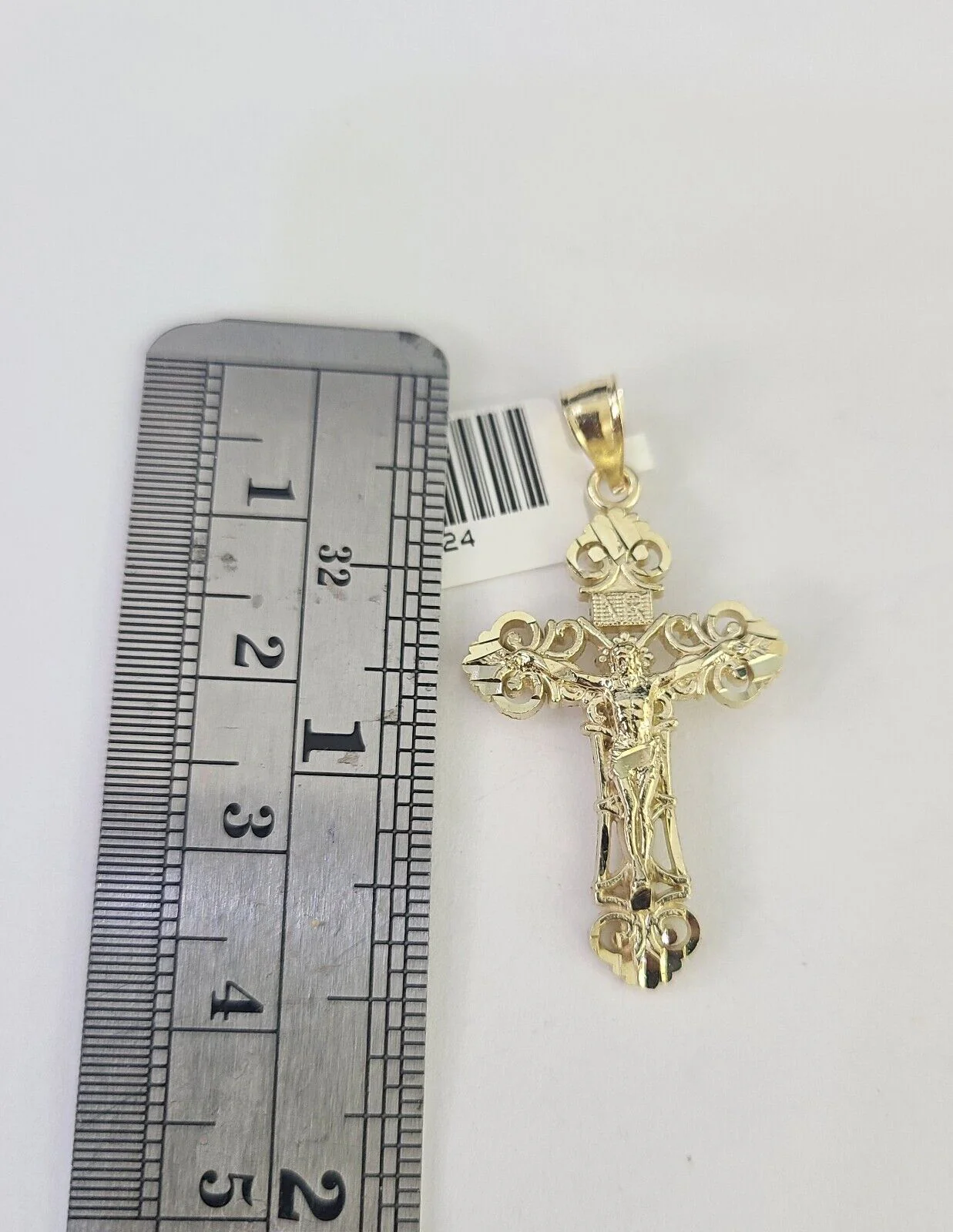 10K Gold Miami Cuban Chain Jesus Cross Charm 18"-30" 3mm REAL Pendant - Image 3
