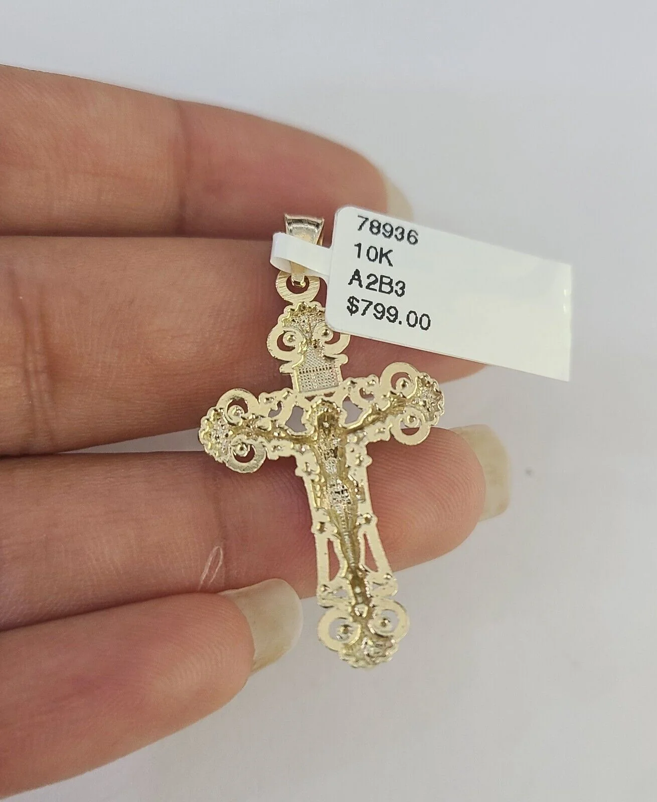 10K Gold Miami Cuban Chain Jesus Cross Charm 18"-30" 3mm REAL Pendant - Image 7