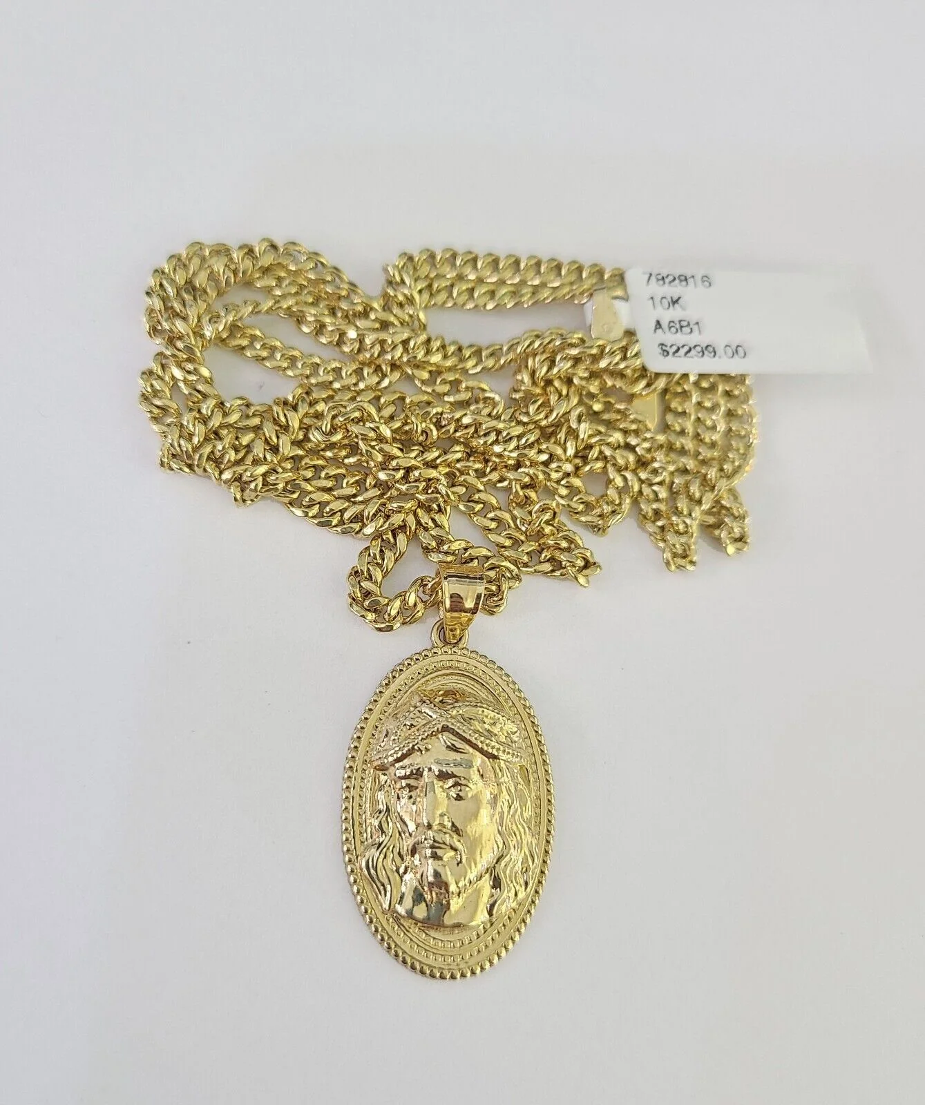 10K Gold Miami Cuban Chain Jesus Head Charm 18"-30" 3mm REAL Pendant - Image 5