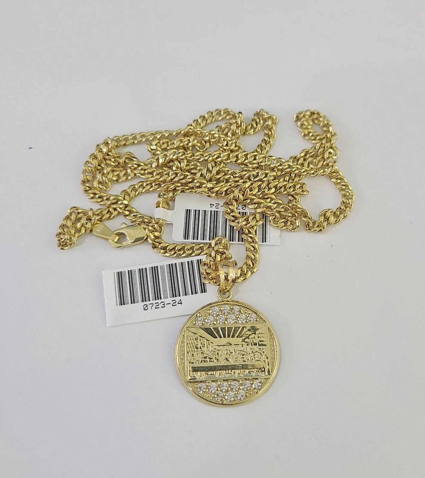 10K Gold Miami Cuban Chain Last Supper Charm 18"-30" 3mm REAL Pendant Necklace - Image 6