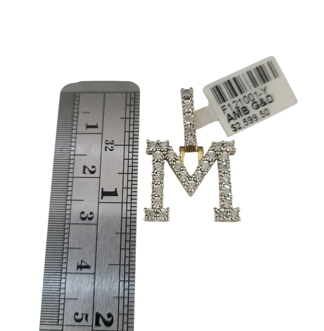 10K Gold Miami Cuban Chain M Diamond Initial 18"-24" 2mm Pendant Necklace SET - Image 3