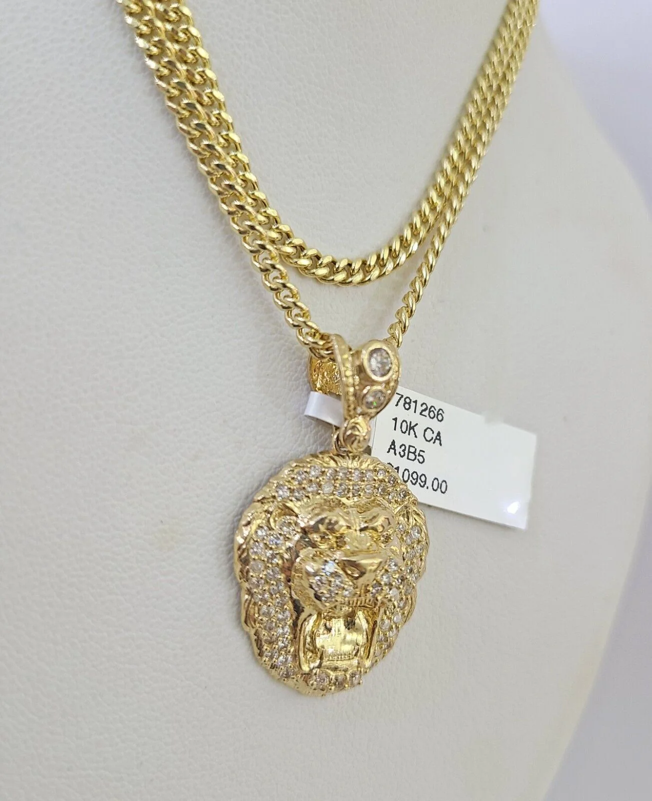 10K Gold Miami Cuban Chain Roaring Lion 18"-28" 3mm REAL Pendant Necklace SET - Image 6