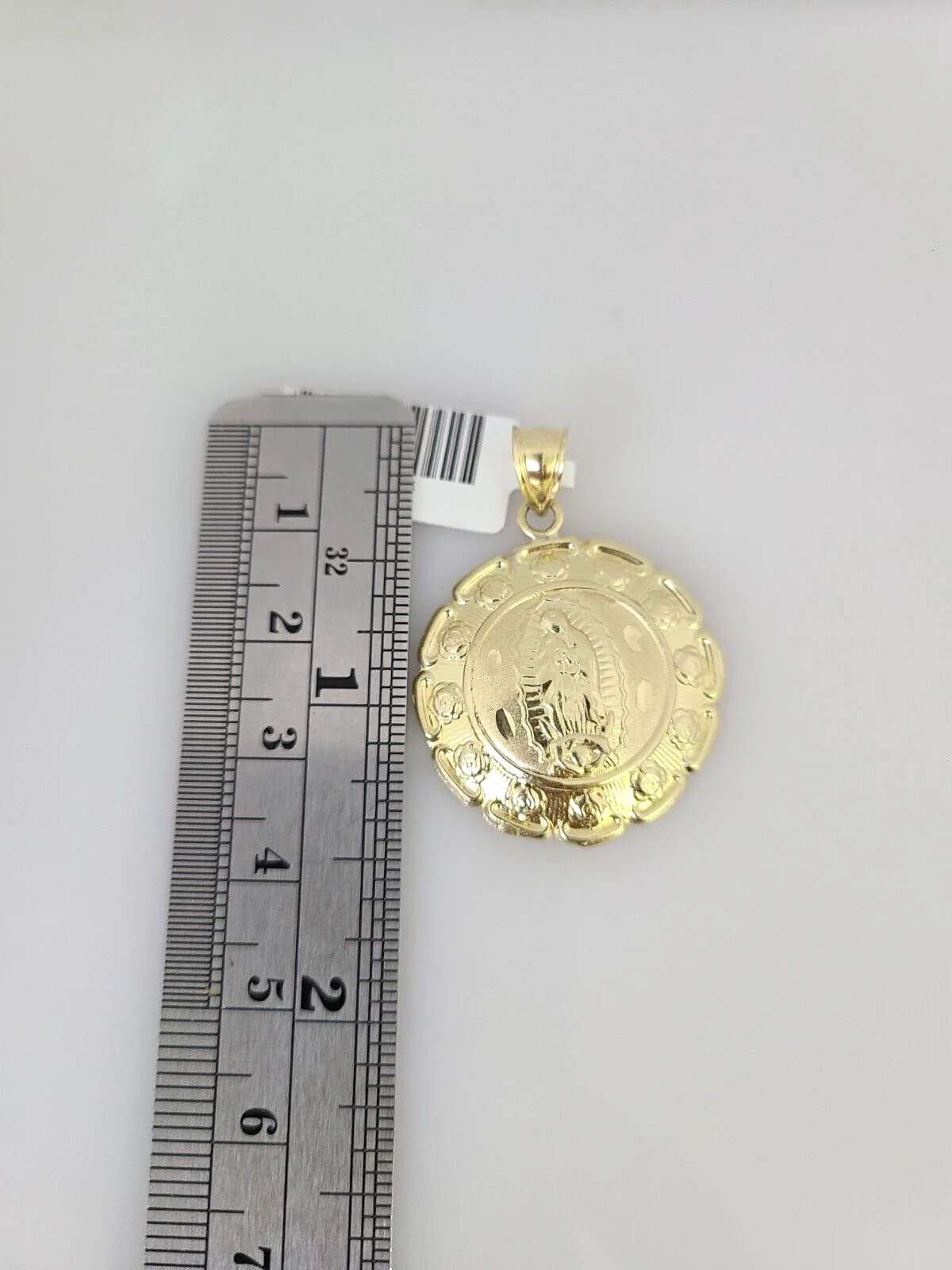 10k Gold Miami Cuban Chain Virgin Mary Charm Pendant 3mm 18-28in Necklace Set - Image 2