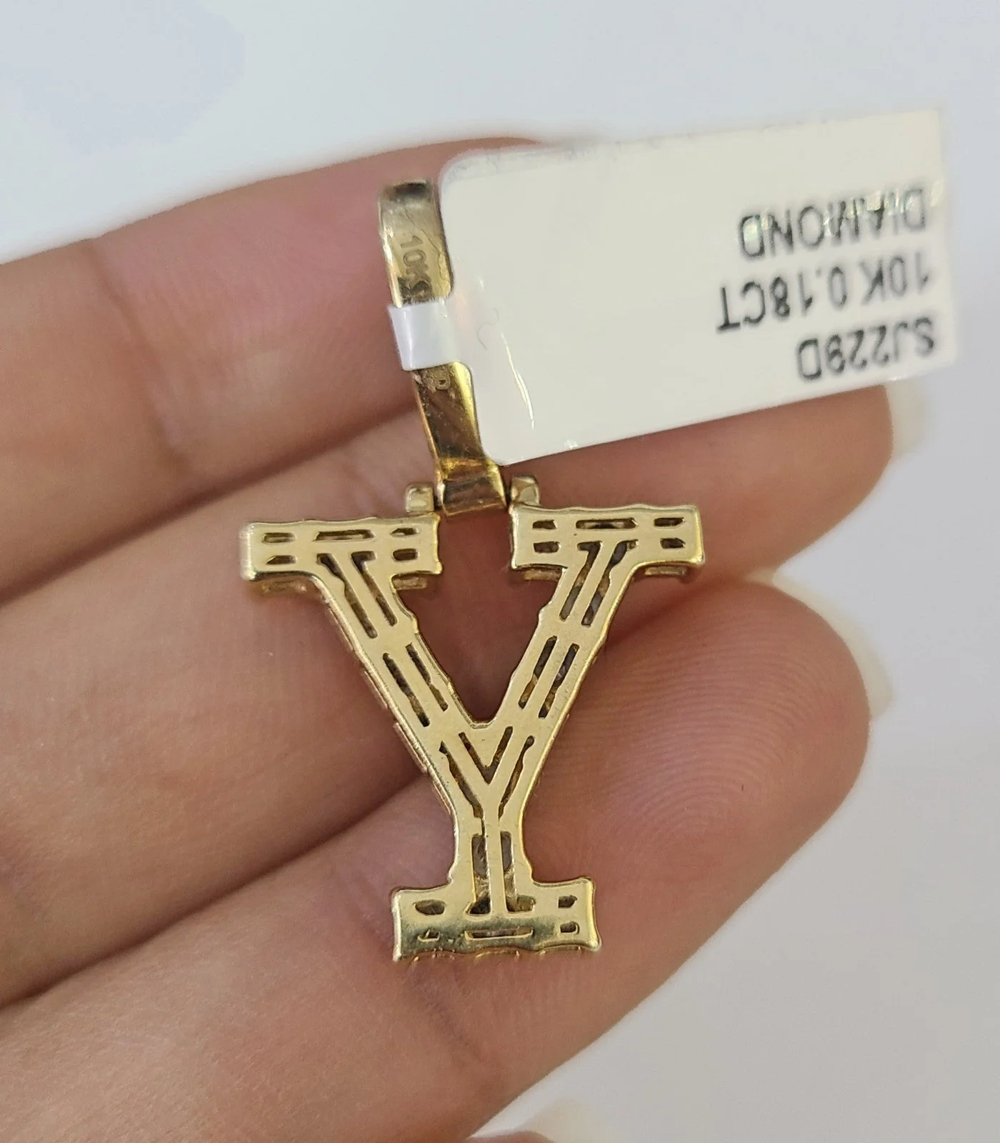 10K Gold Miami Cuban Chain Y Diamond Initial 20"-28" 3mm Pendant Necklace SET - Image 7