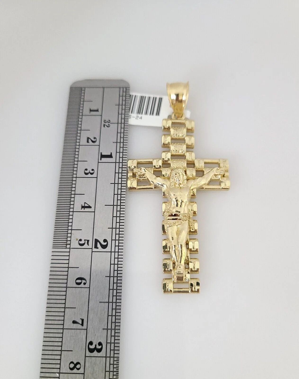 10k Gold Milano Rope Chain Jesus Cross Charm 6mm Set 20"-26'' Inches Necklace - Image 3