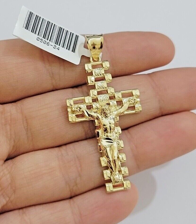 10k Gold Milano Rope Chain Jesus Cross Charm Pendant Set 18-24'' Inches Necklace - Image 6